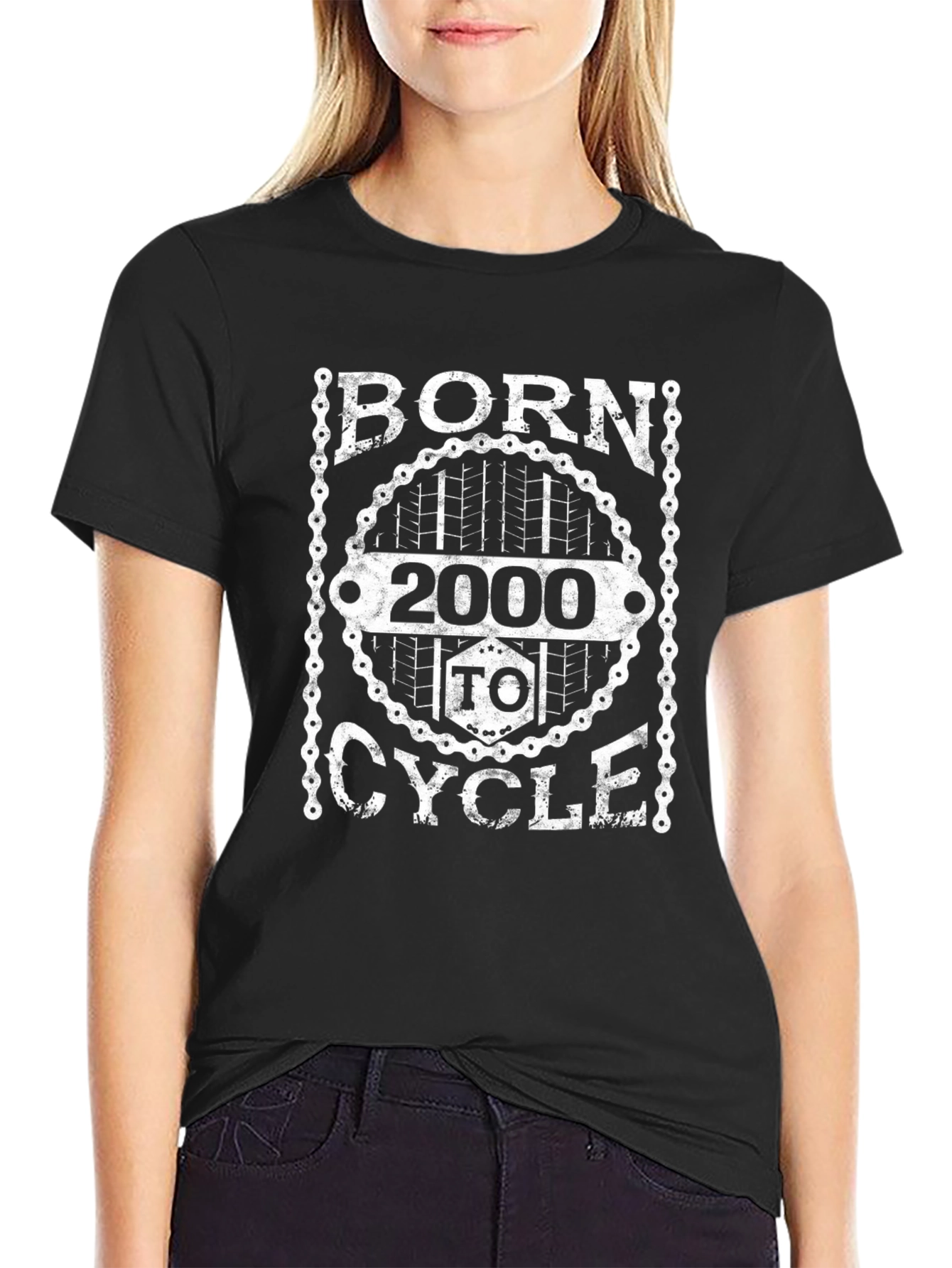 Black Born 2000 To Cycle T-Shirt - Black view 2
