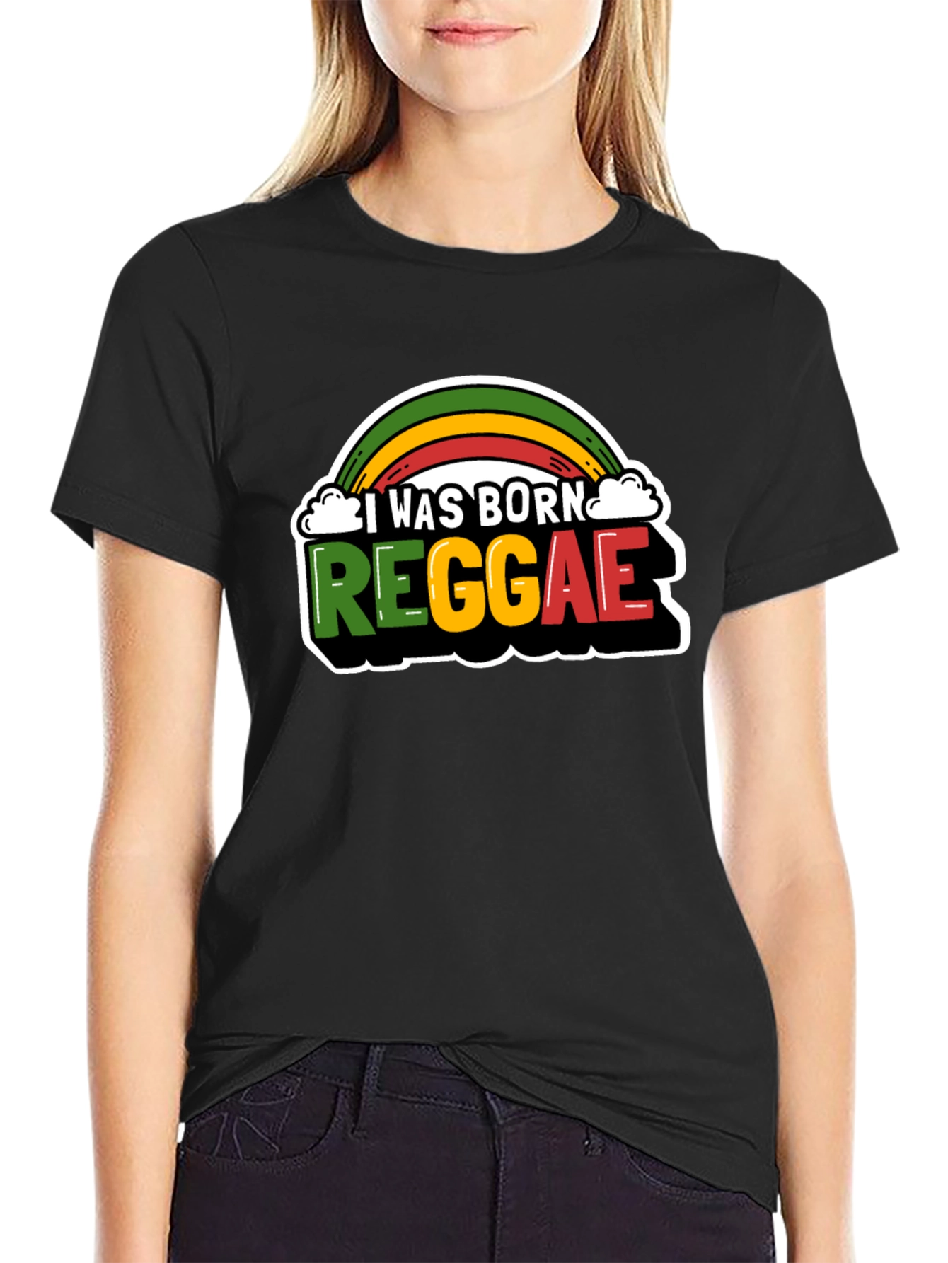 Black I Was Born Reggae T-Shirt - Rasta Pride view 2