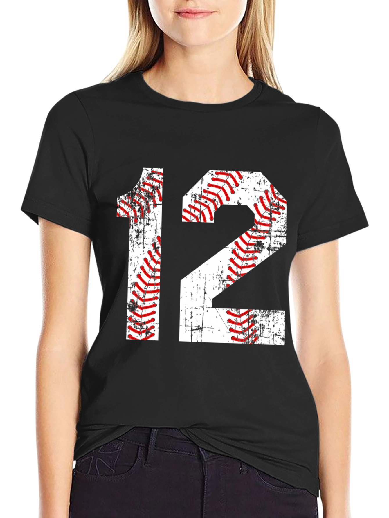 Black Baseball Number 12 T-Shirt view 2