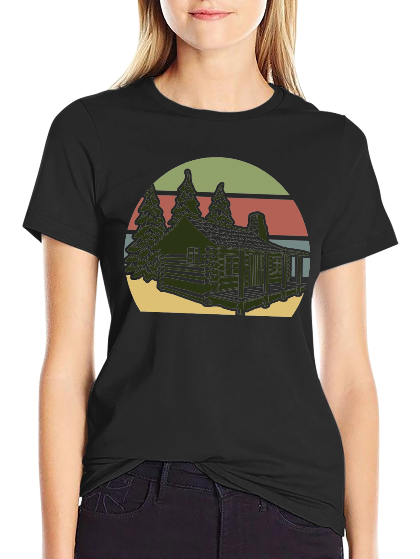 Black Cabin Retreat Graphic Tee view 2