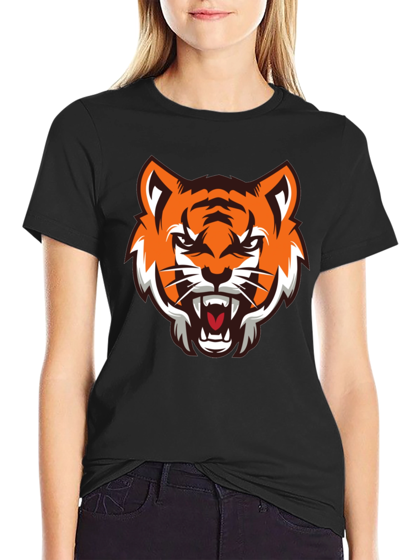 Black Bold Tiger Graphic Tee - Fierce Style view 2