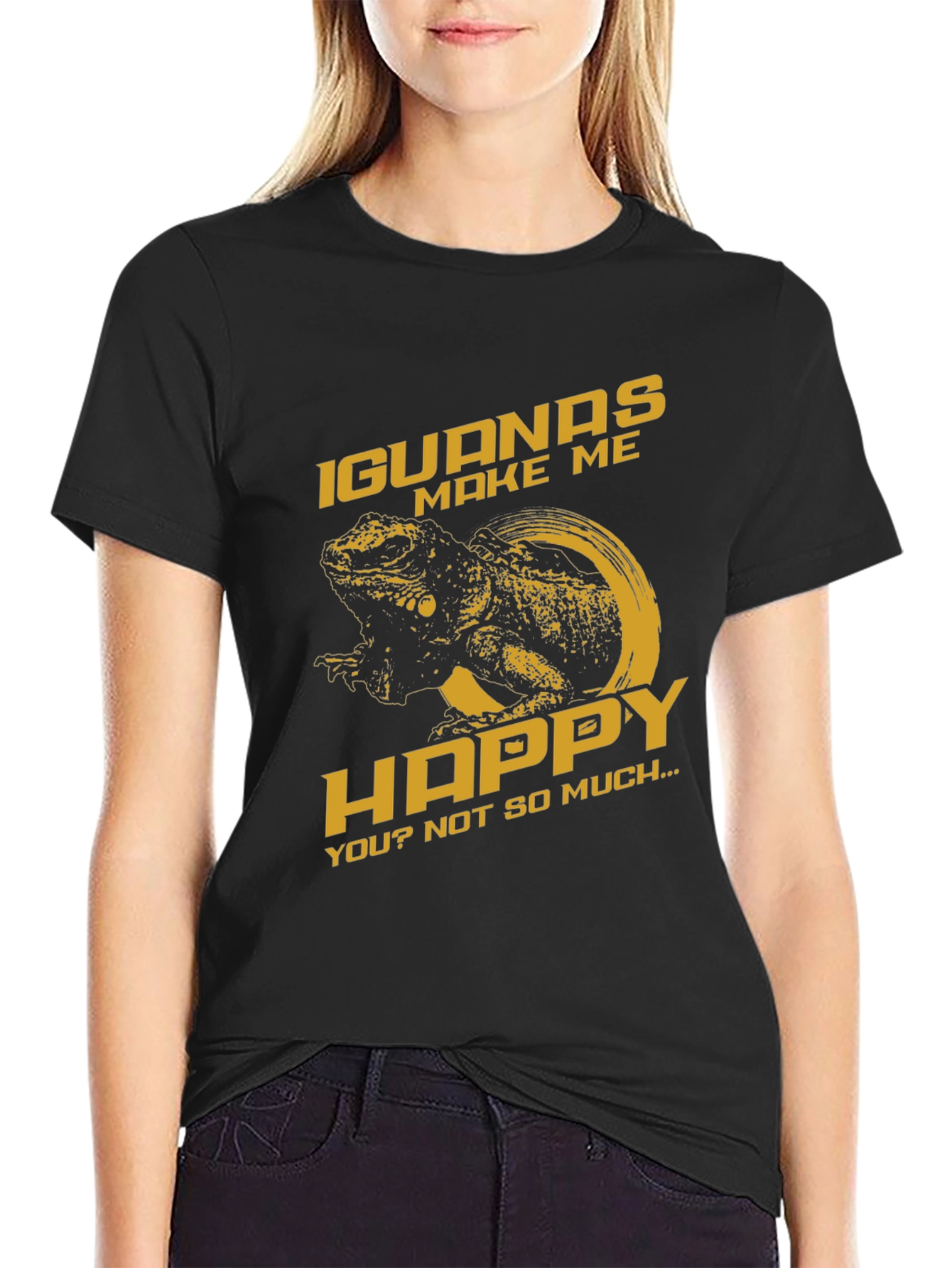 Black Iguanas Make Me Happy Graphic T-Shirt view 2