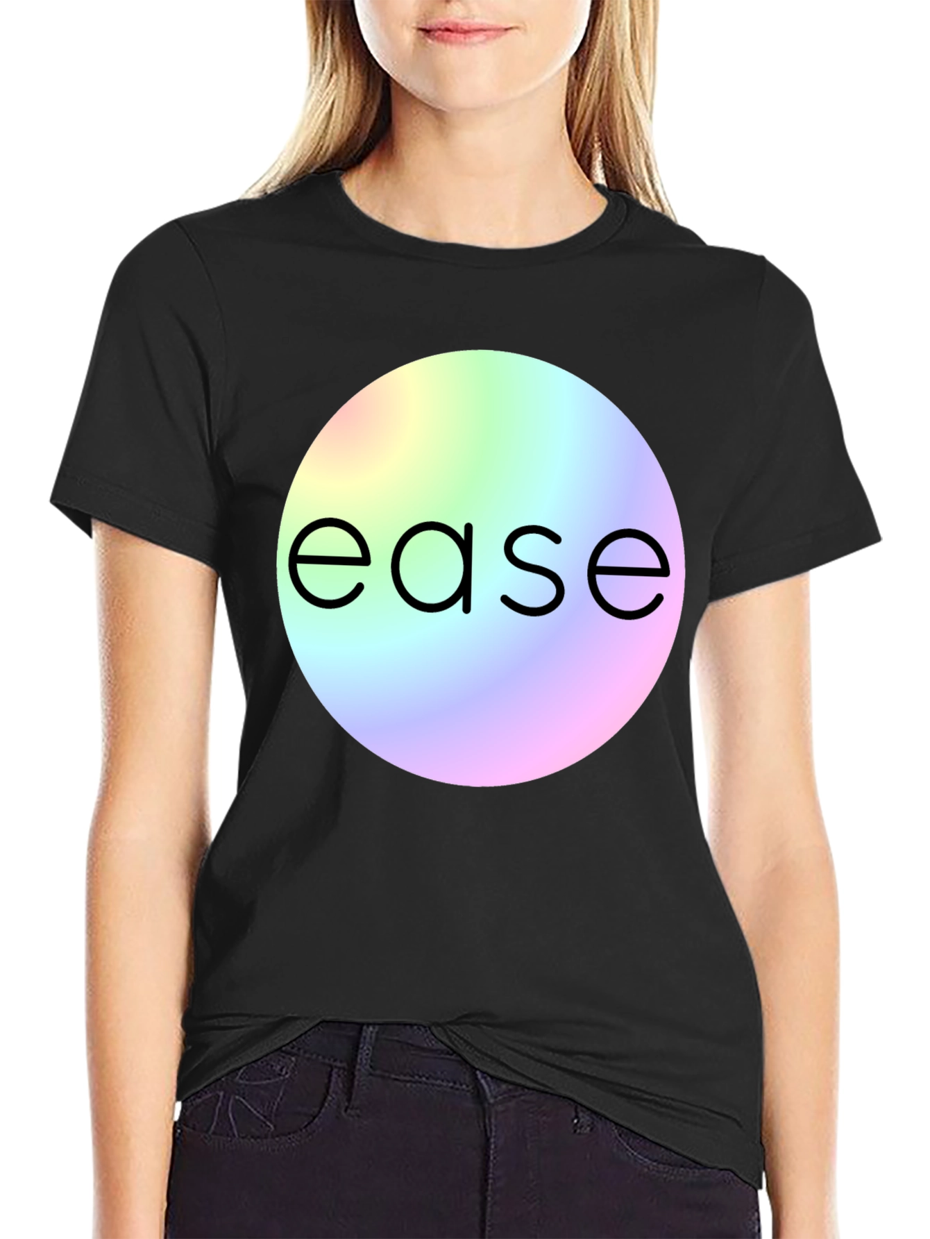 Black Ease Rainbow Circle Graphic T-Shirt view 2
