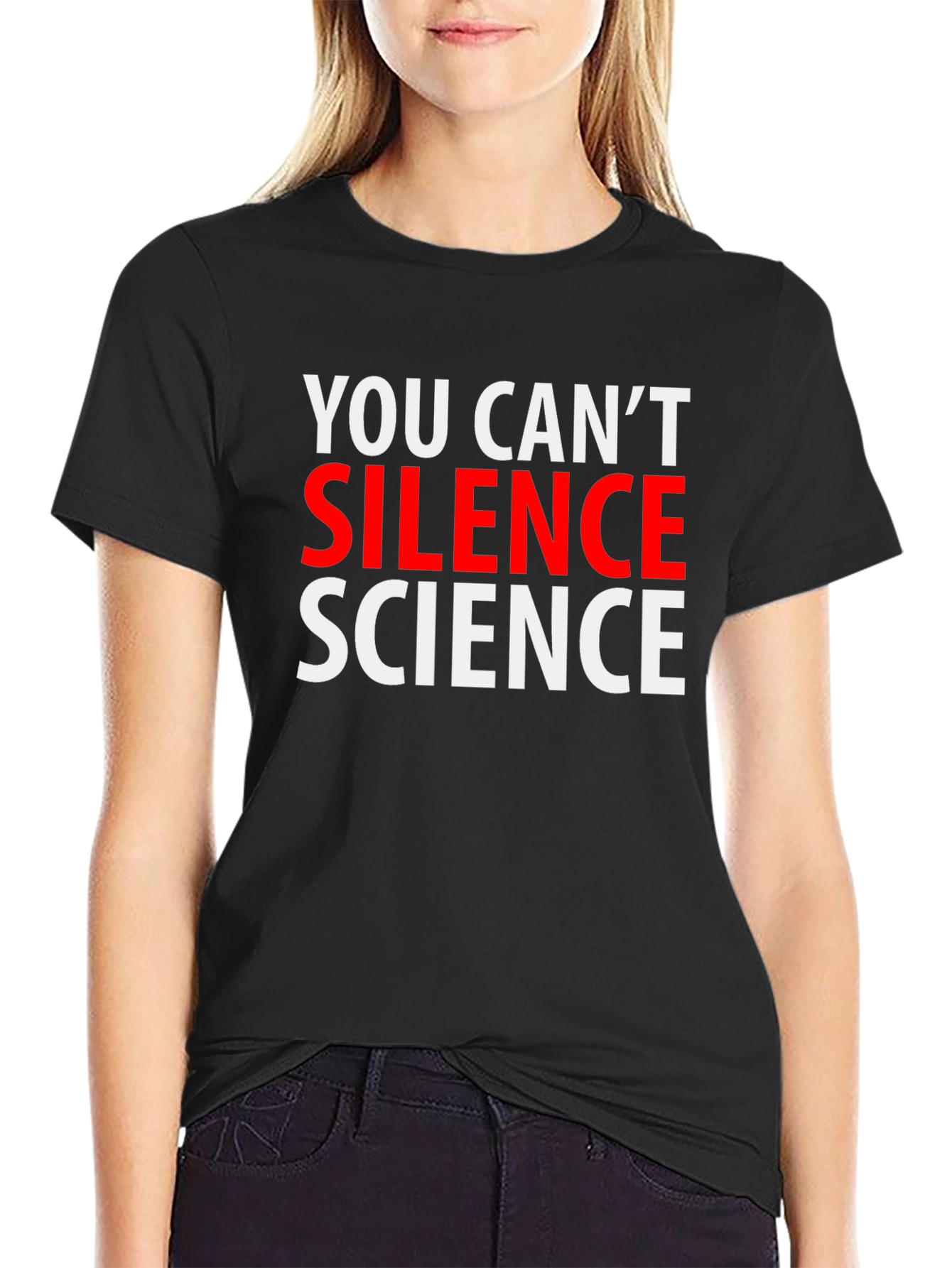 Black You Can't Silence Science T-Shirt view 2