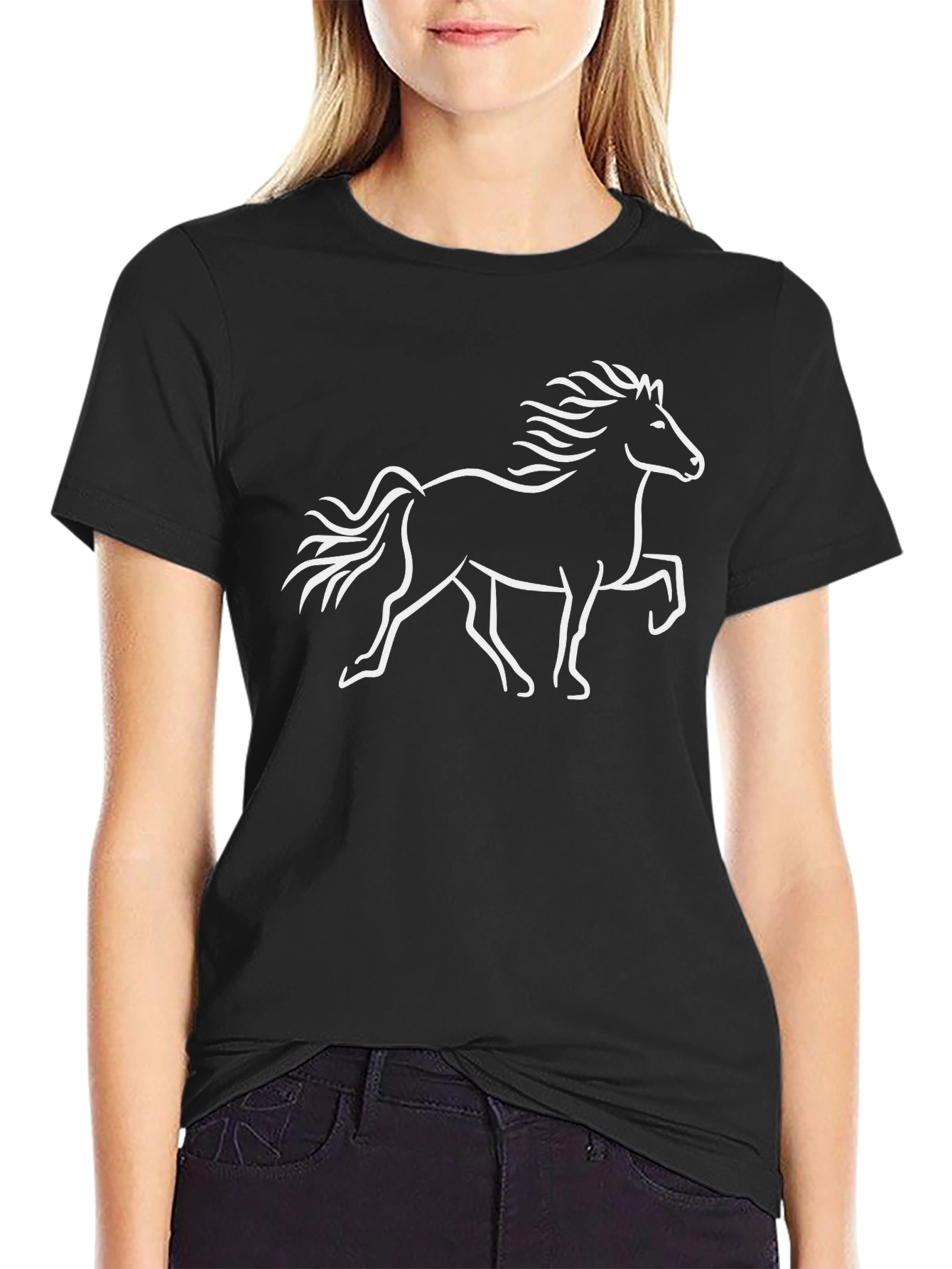 Black Horse Graphic Tee - Black Cotton Comfort view 2