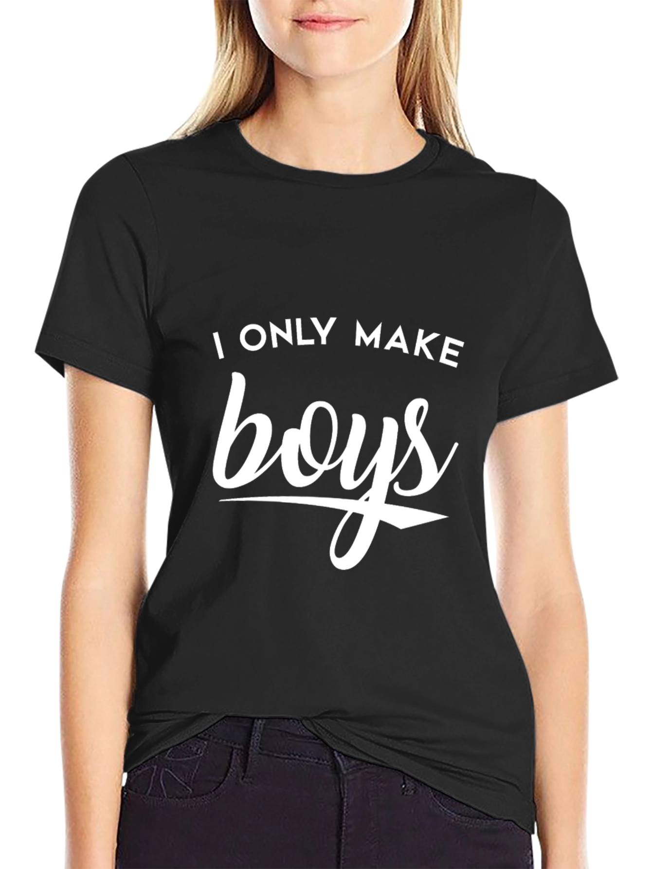 Black I Only Make Boys Graphic Tee - Black Cotton Blend Shirt view 2