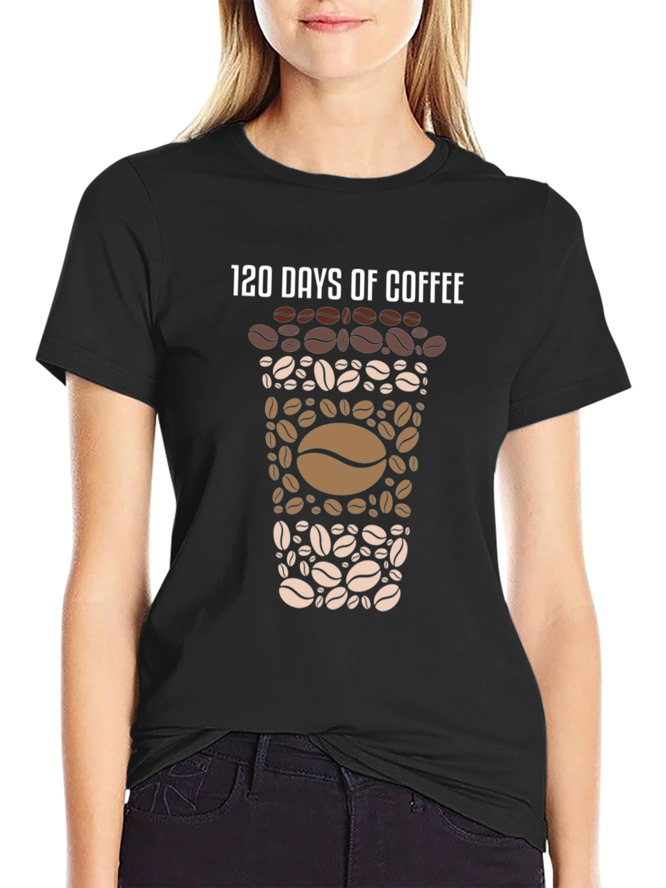 Black 120 Days of Coffee Graphic Tee - Coffee Lover's Shirt view 2