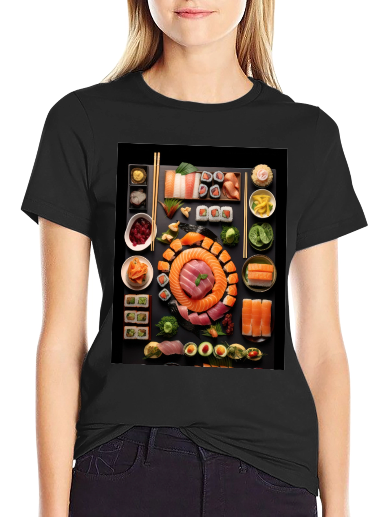 Black Sushi T-Shirt: Unique Foodie Fashion view 2