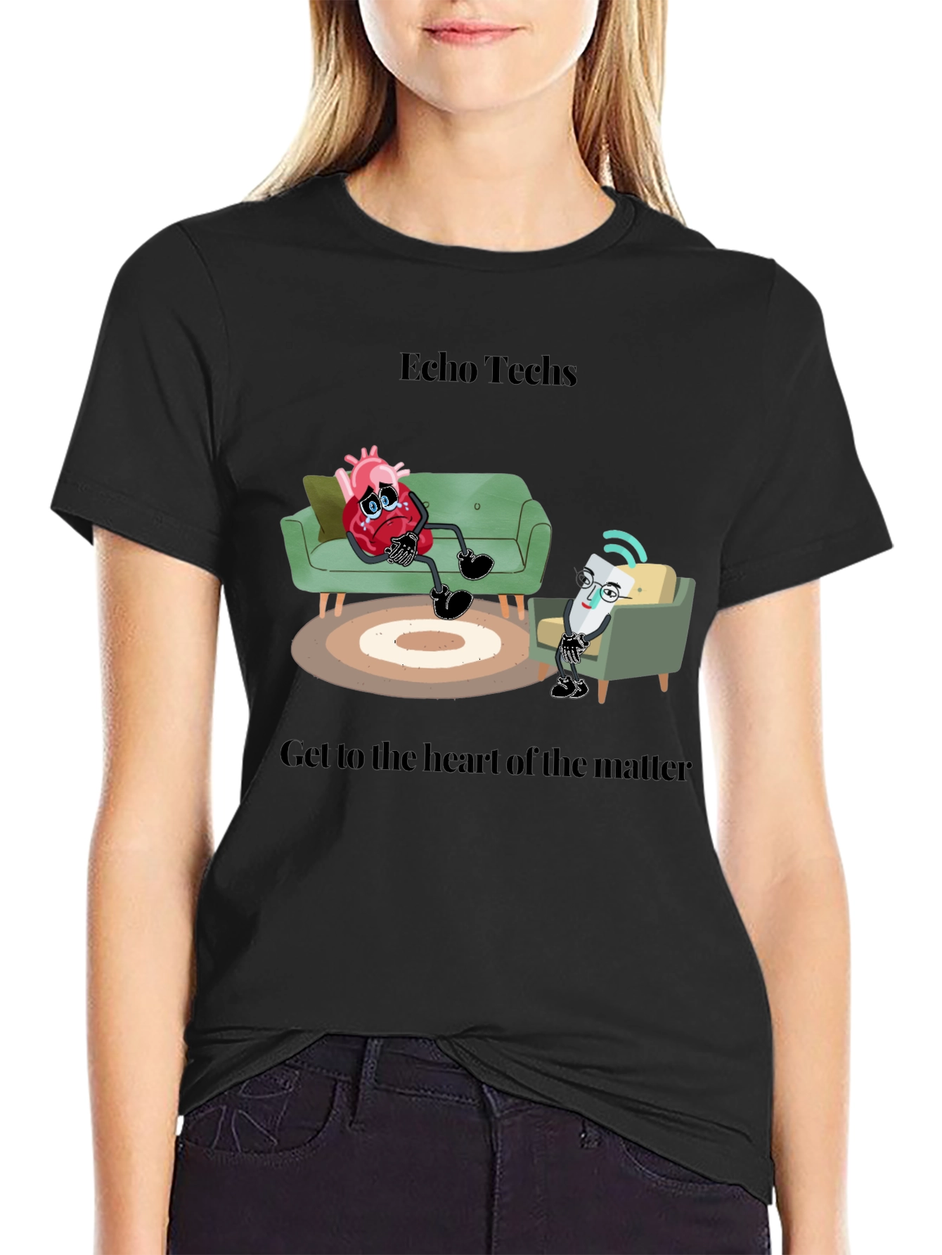 Black Echo Techs T-Shirt: Get to the Heart of the Matter view 2