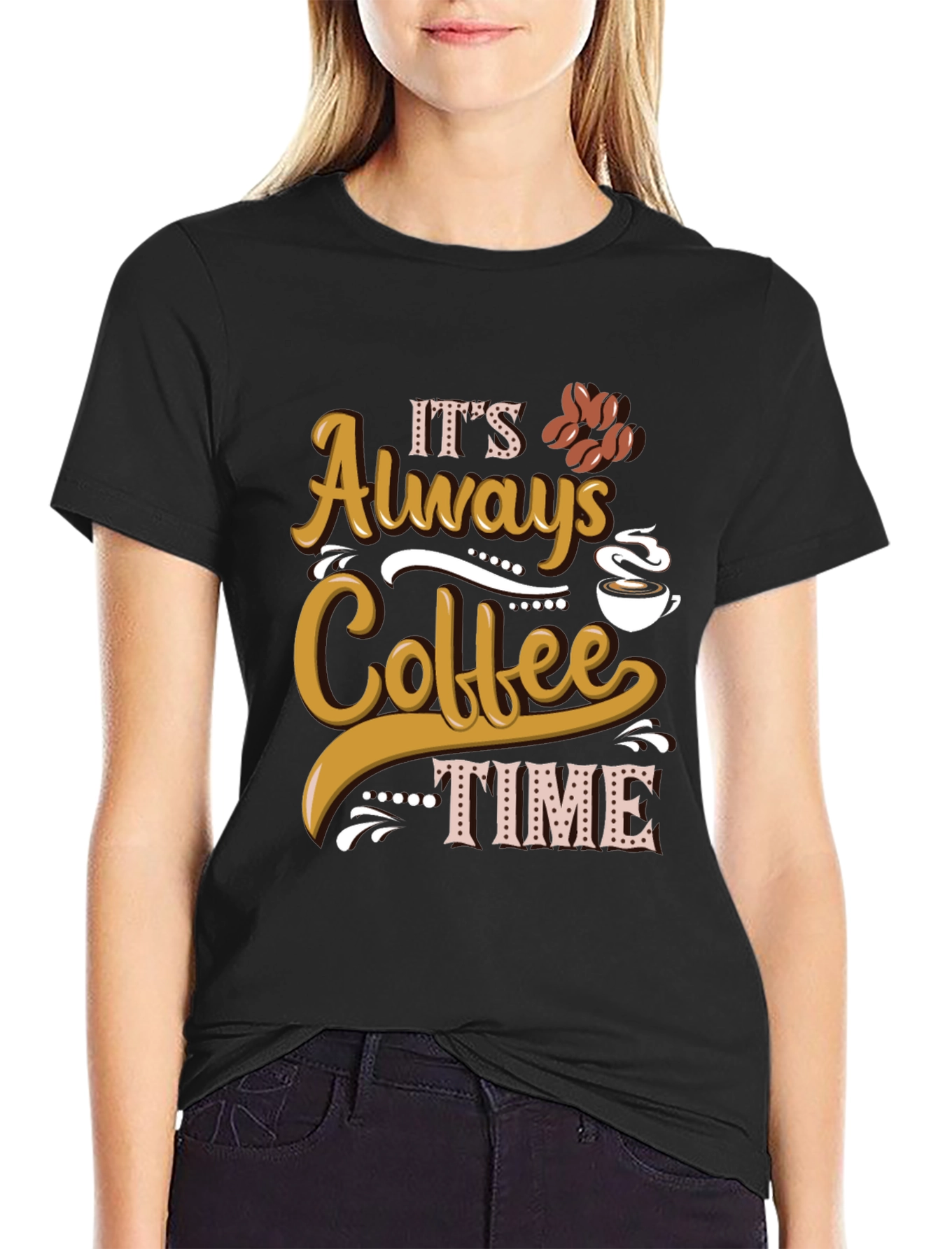 Black It's Always Coffee Time Graphic Tee view 2