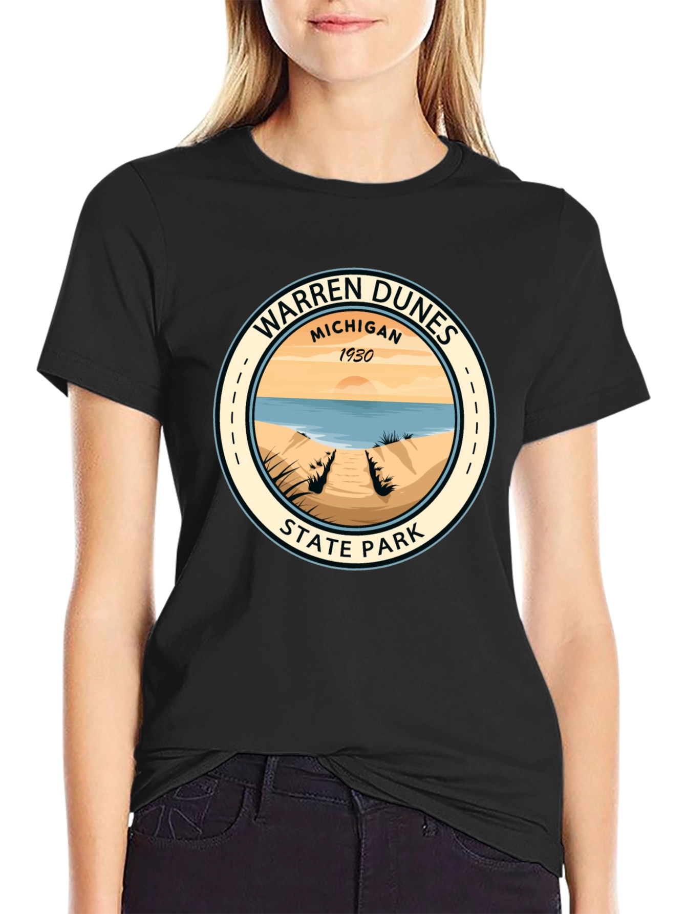 Black Warren Dunes State Park Black T-Shirt view 2