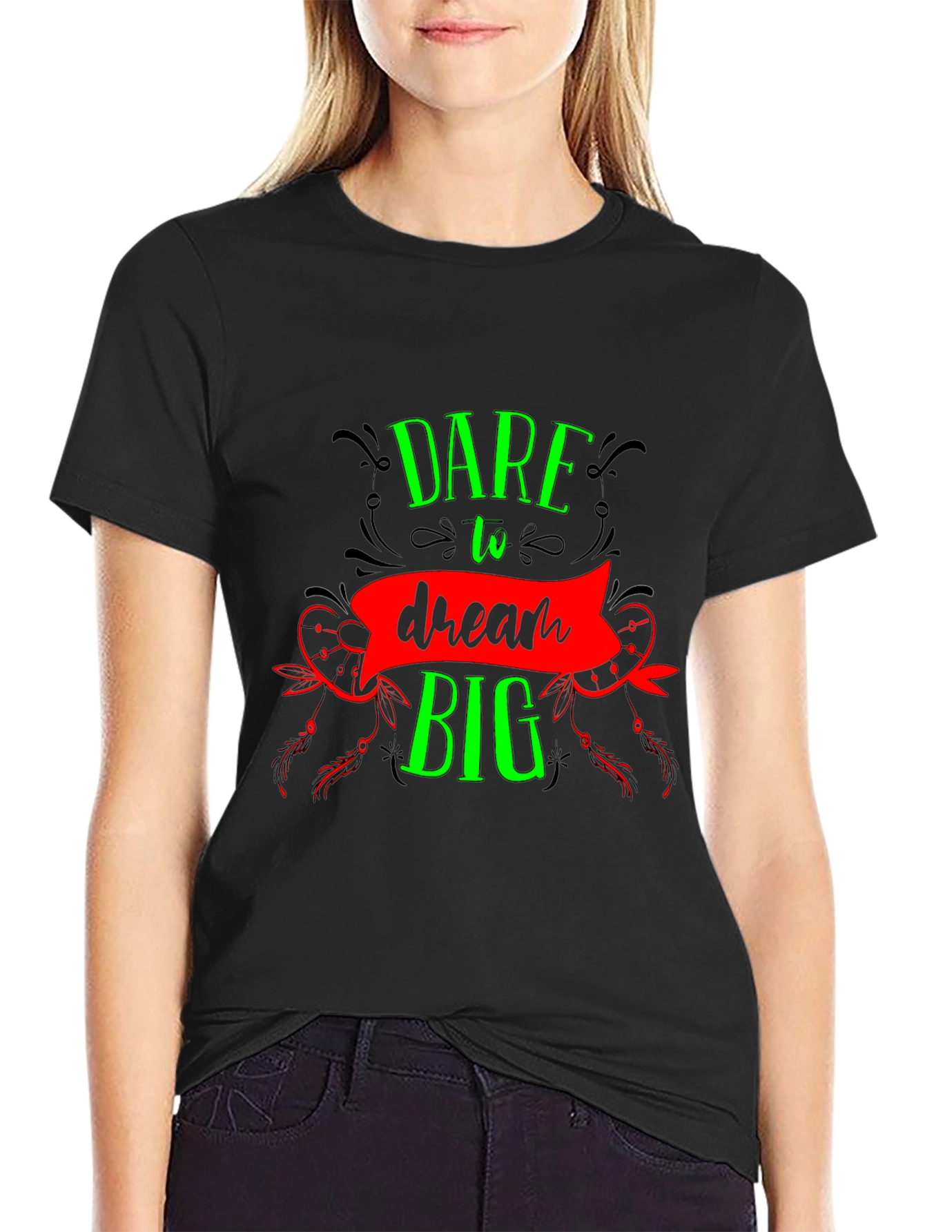 Black Dare to Dream Big Graphic Tee - Black view 2