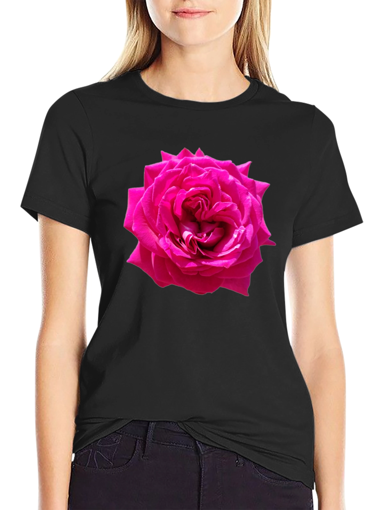 Black Rose Graphic T-Shirt - Black Casual Tee view 2