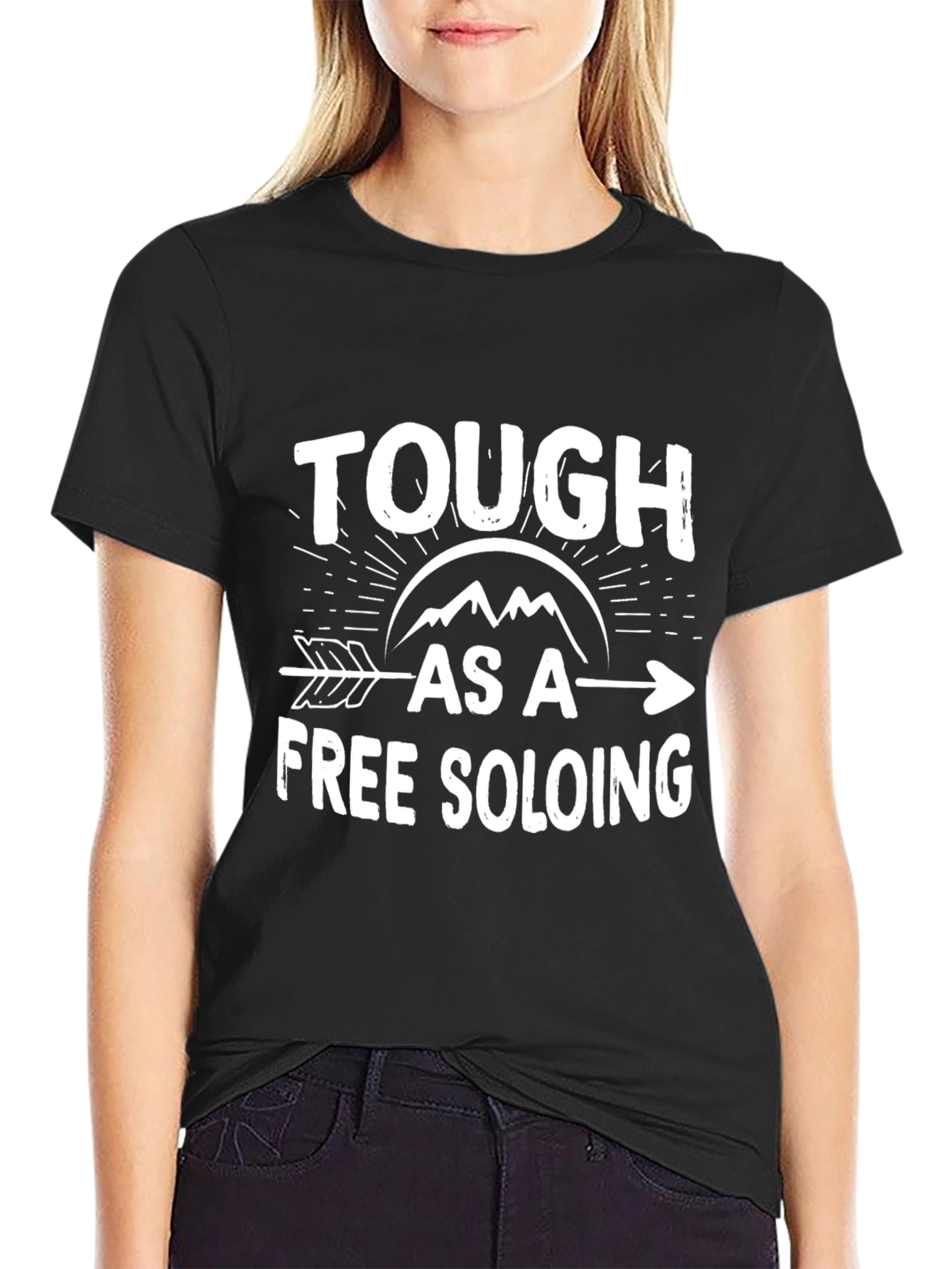 Black Tough As A Free Soloing T-Shirt - Unisex view 2
