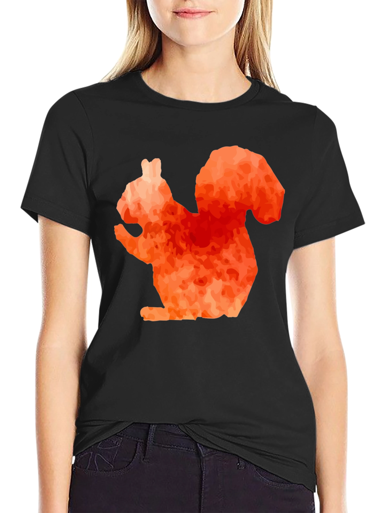 Black Squirrel Graphic Tee - Unique Orange Design view 2