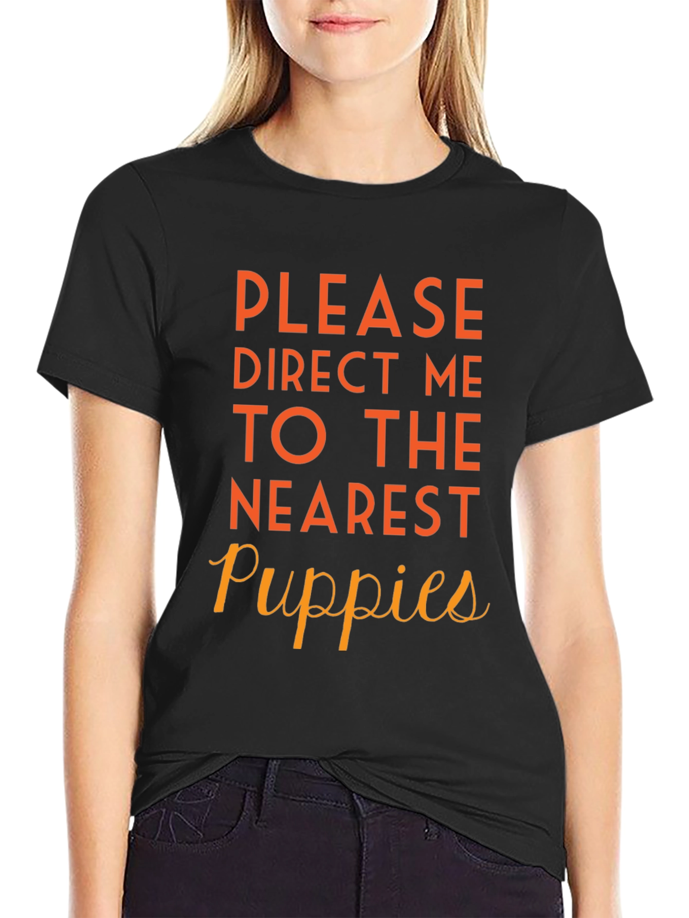 Black Direct Me To The Nearest Puppies Black T-Shirt view 2