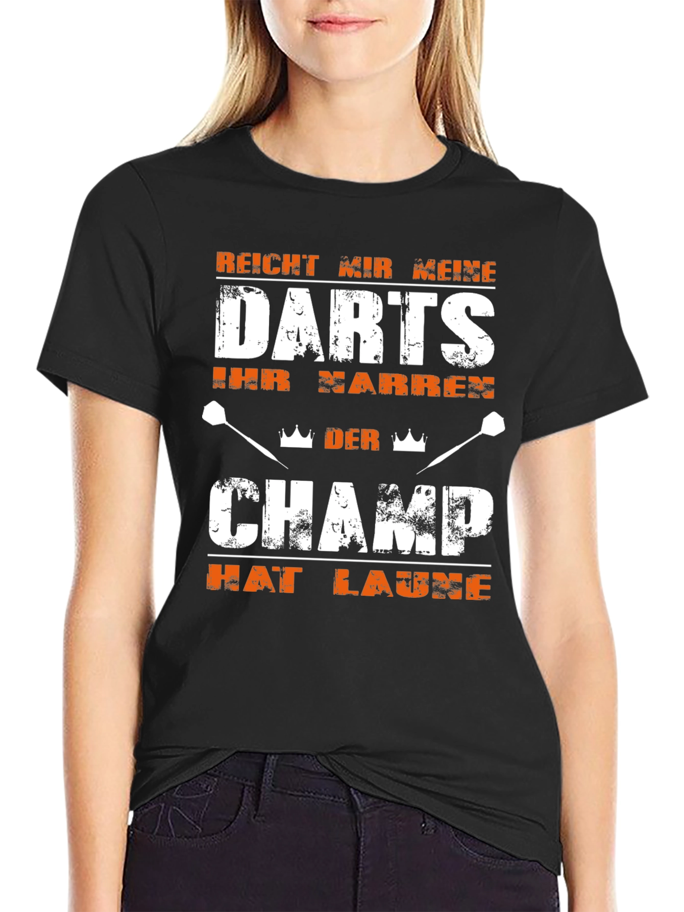 Black Darts Champ Funny Slogan Black T-Shirt view 2