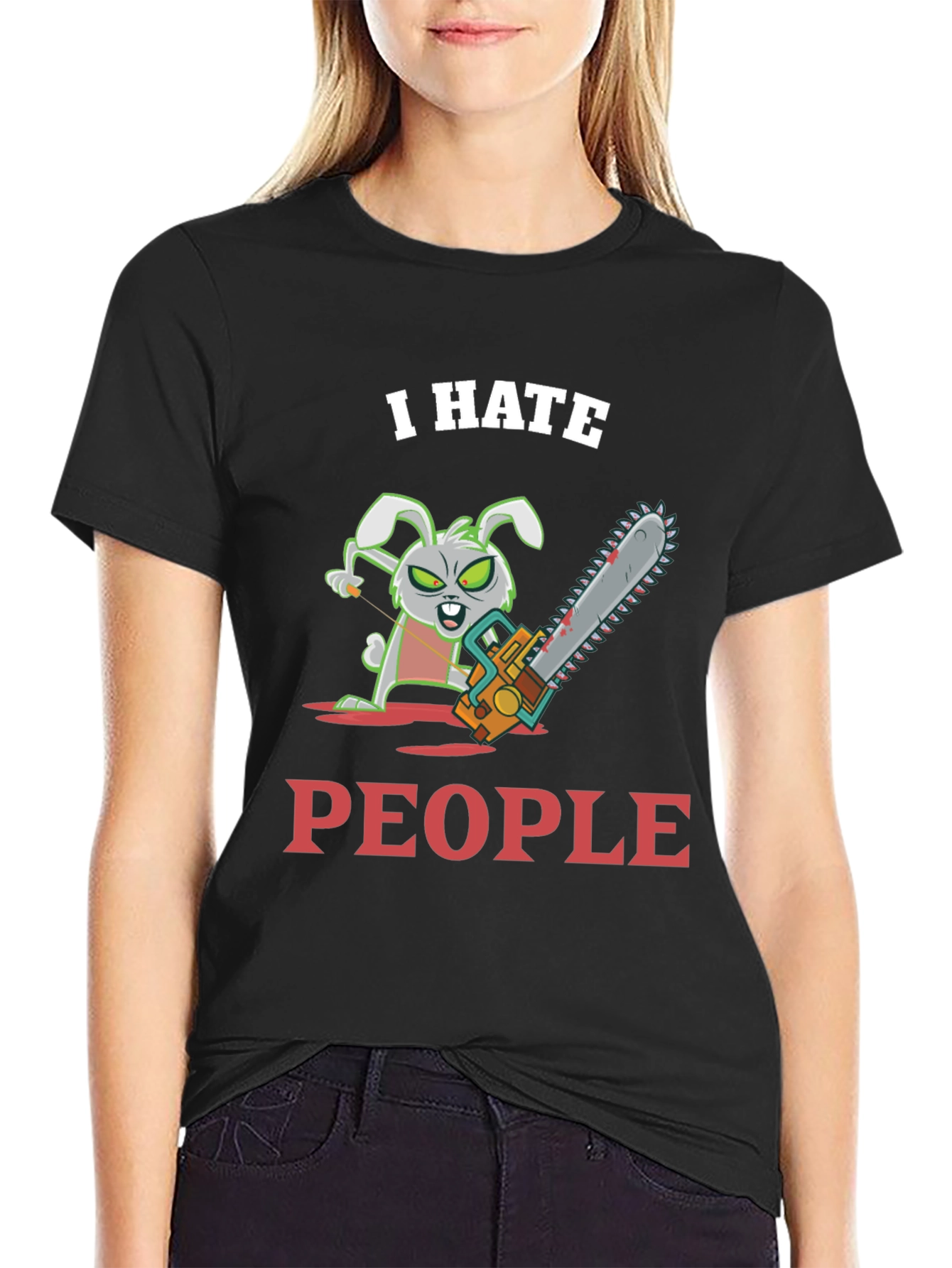 Black I Hate People Bunny T-Shirt view 2