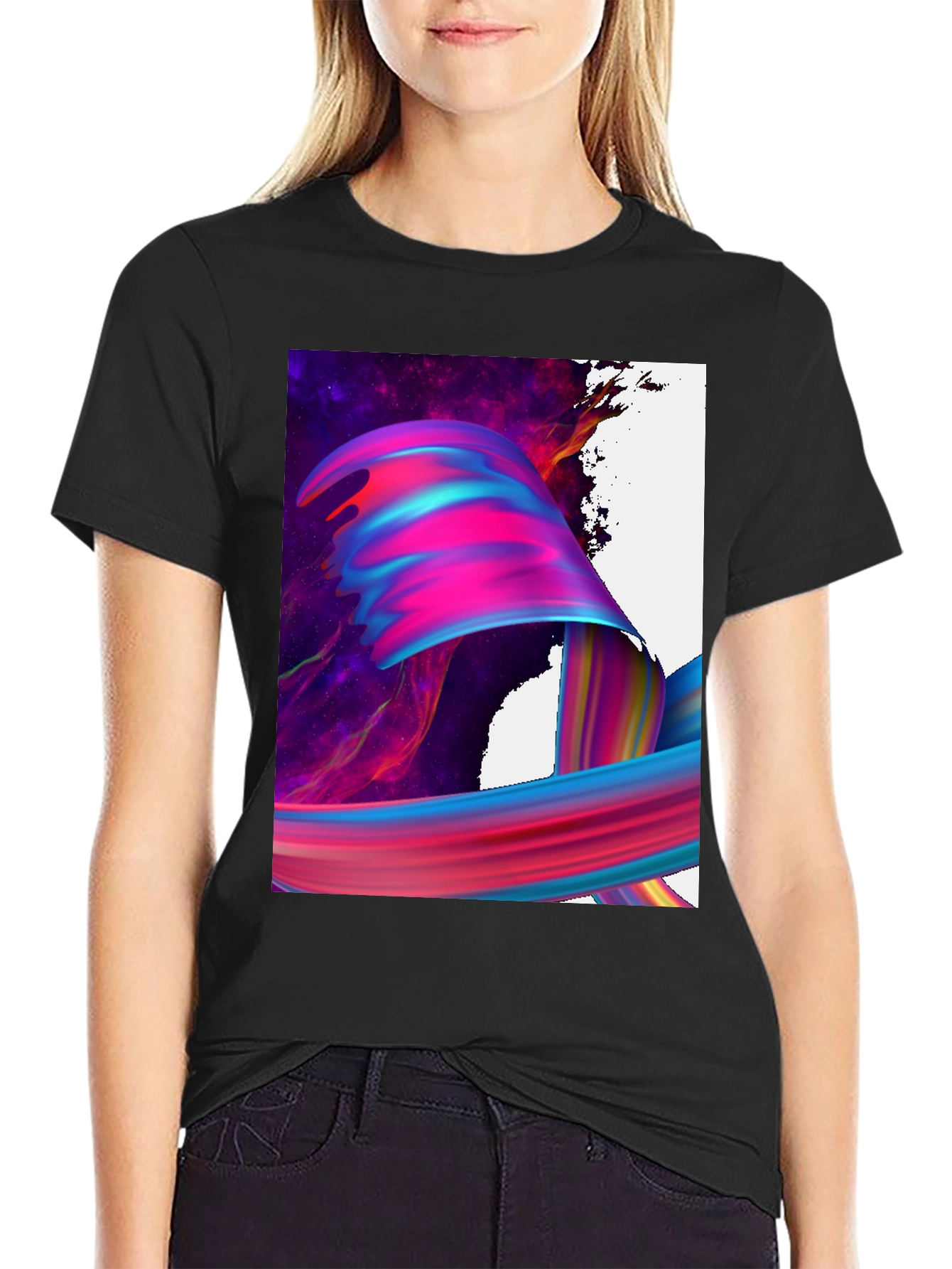 Black Abstract Art Black T-Shirt view 2