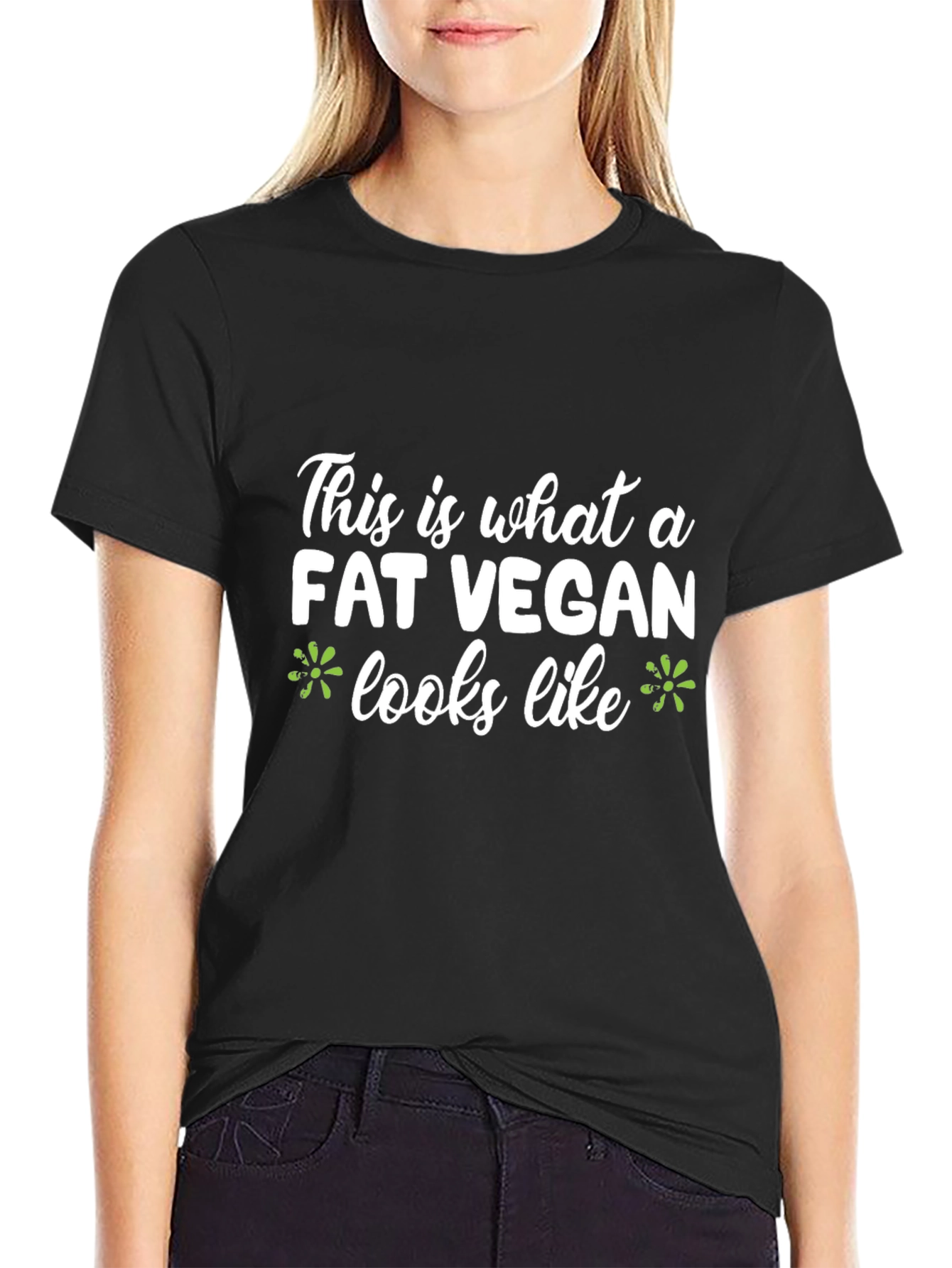 Black Fat Vegan T-Shirt - Funny Vegan Graphic Tee view 2