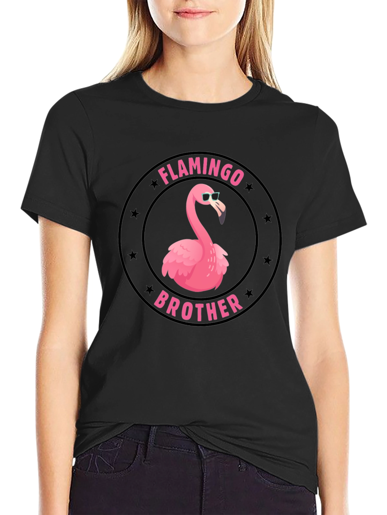 Black Flamingo Brother Graphic T-Shirt - Black view 2