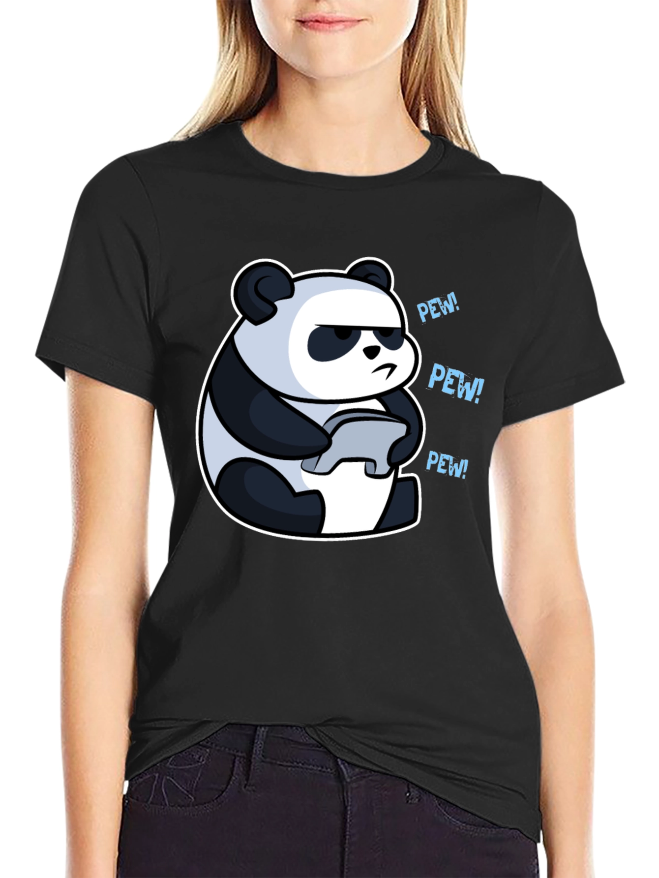 Panda Gamer Black T-Shirt - Pew Pew! - 2