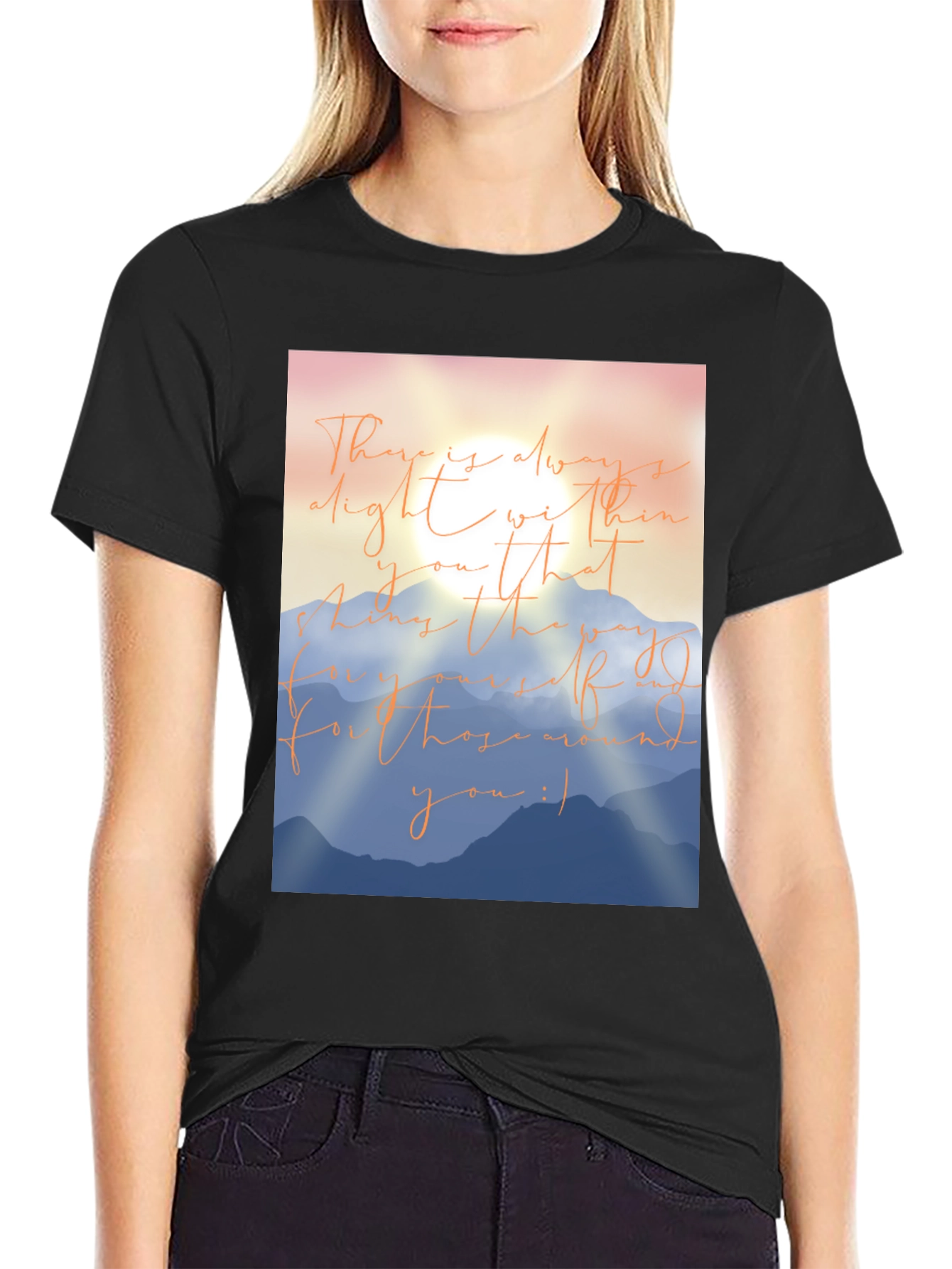 Black Inspirational Mountain Graphic T-Shirt view 2