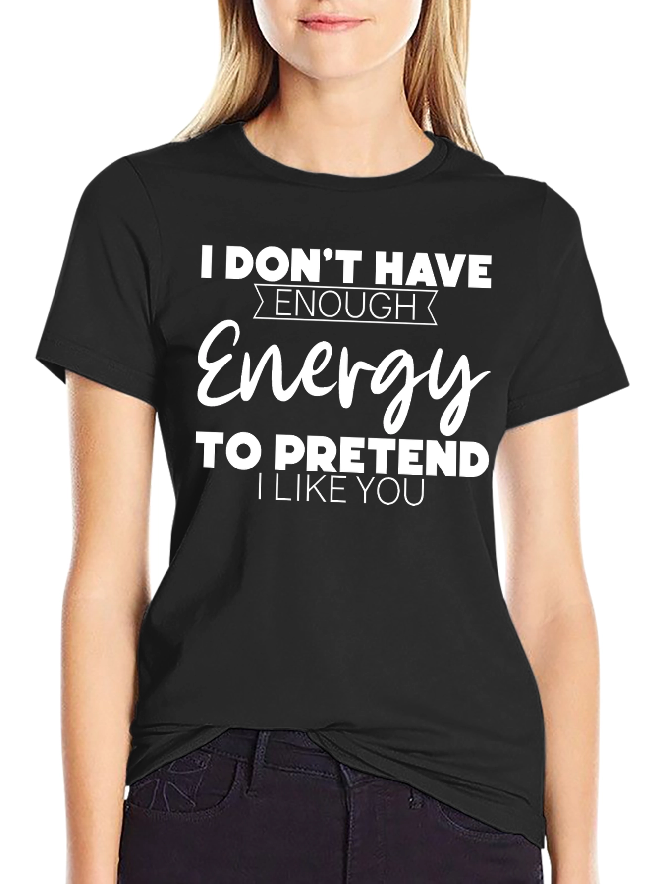 Black Funny "I Don't Have Enough Energy" Graphic Tee view 2