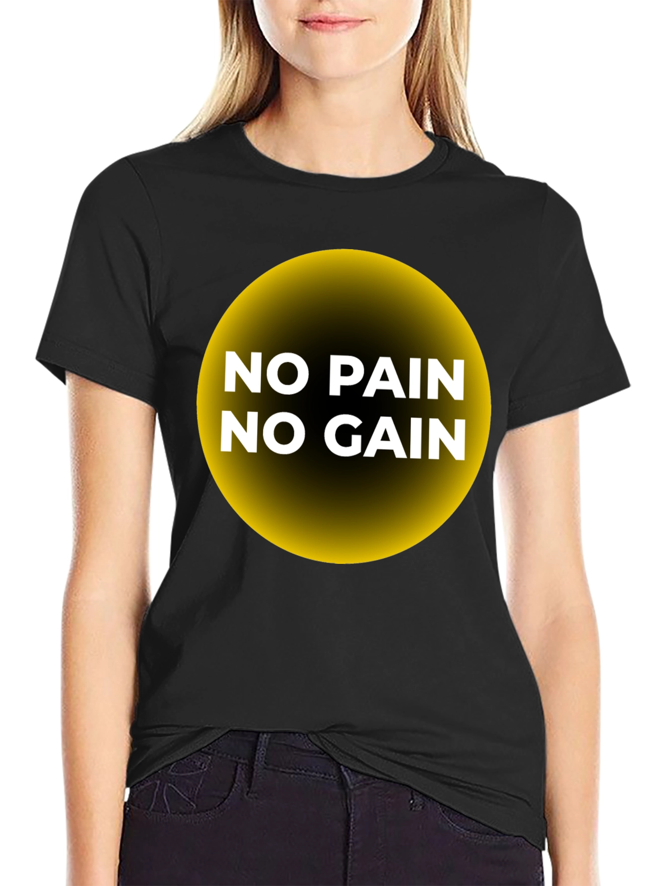Black No Pain No Gain T-Shirt - Motivational Gym Wear view 2