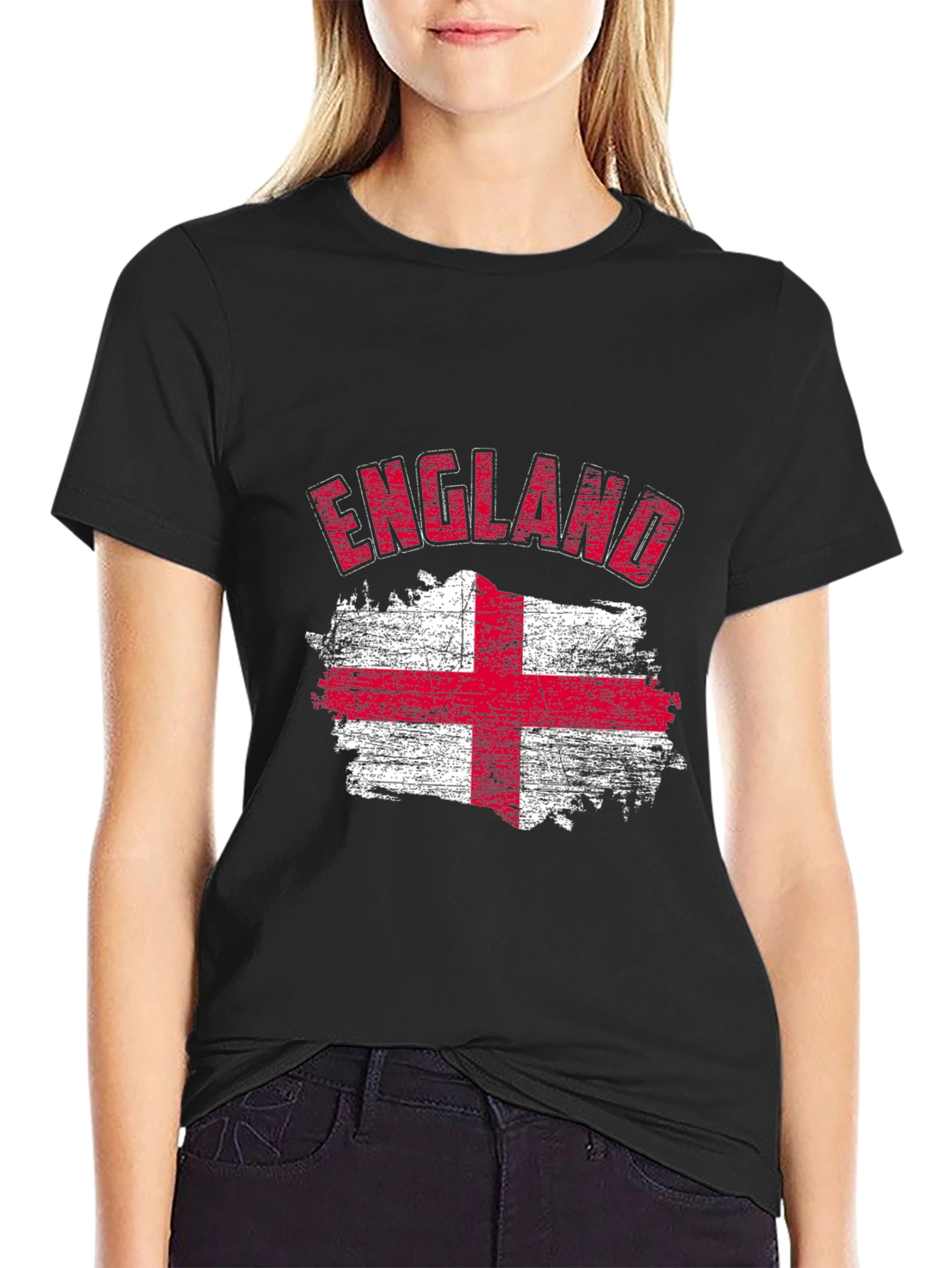 Black England Flag Graphic T-Shirt view 2