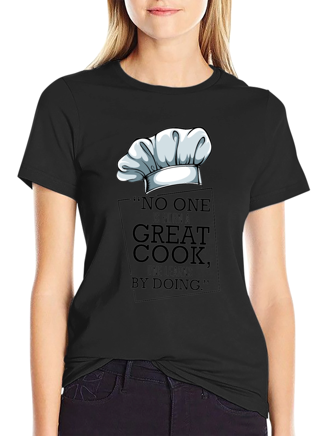 Black Chef's Hat T-Shirt - Great Cook Design view 2