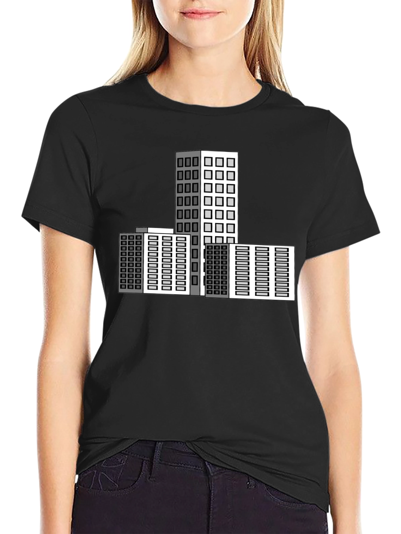 Black Urban Architect T-Shirt: Modern Cityscape Design view 2