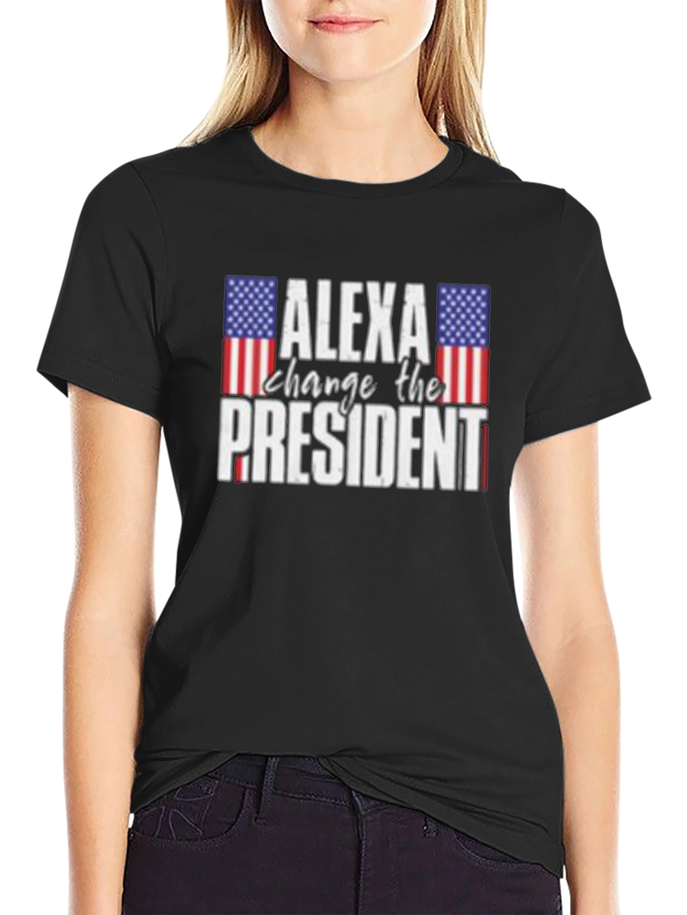 Black Alexa Change The President T-Shirt - Patriotic Humor view 2