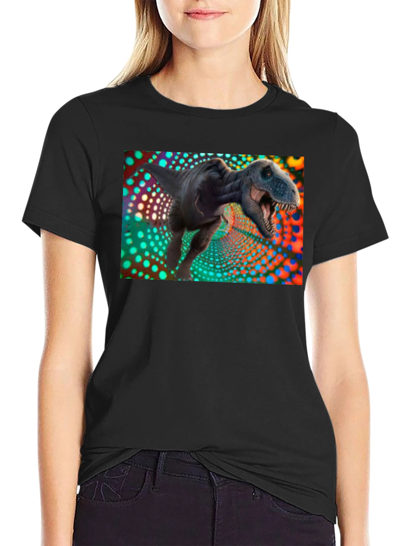 Black Dinosaur T-Shirt - Black view 2