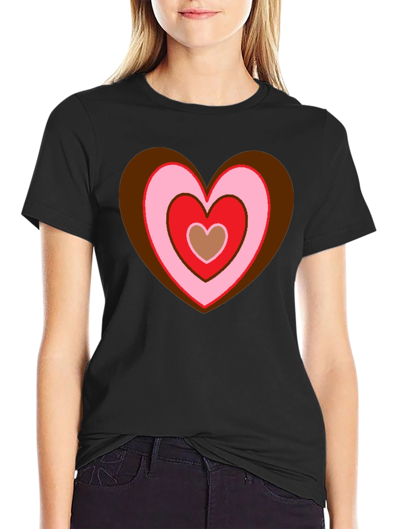Black Retro Heart Graphic T-Shirt - Black view 2