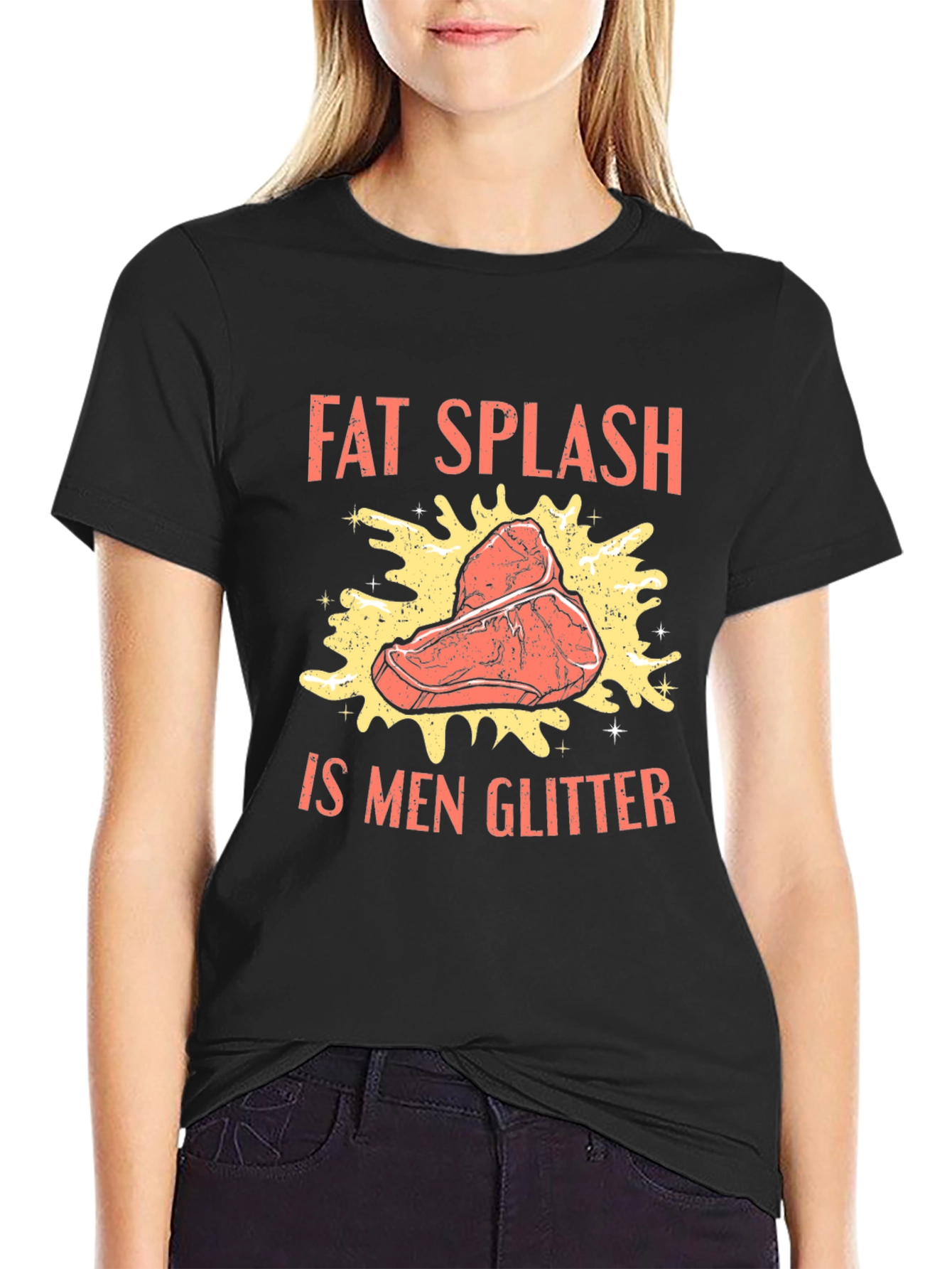 Black Fat Splash is Men Glitter T-Shirt view 2