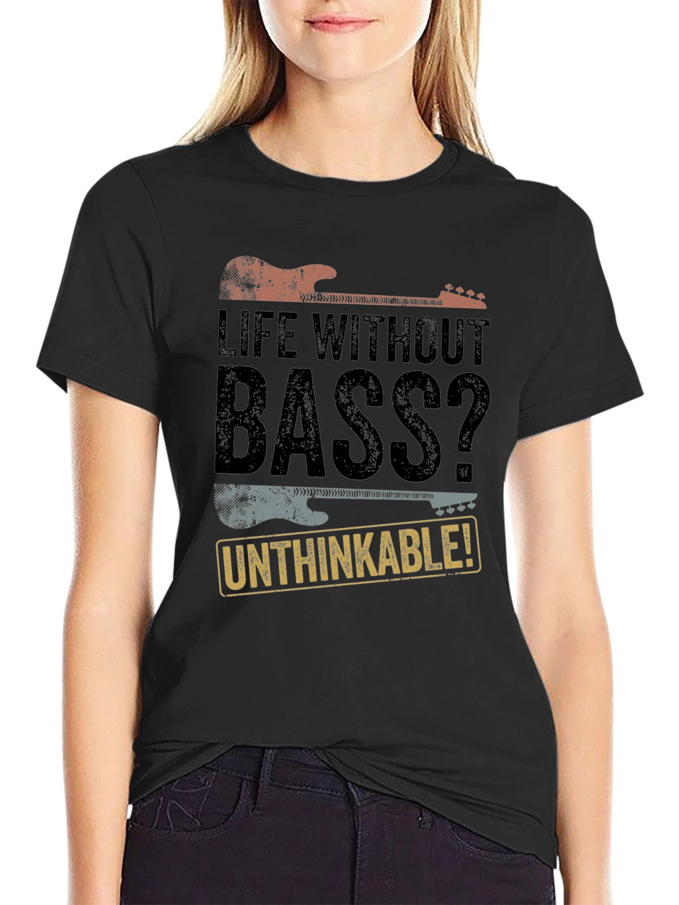 Black Life Without Bass? T-Shirt - Musician Apparel view 2