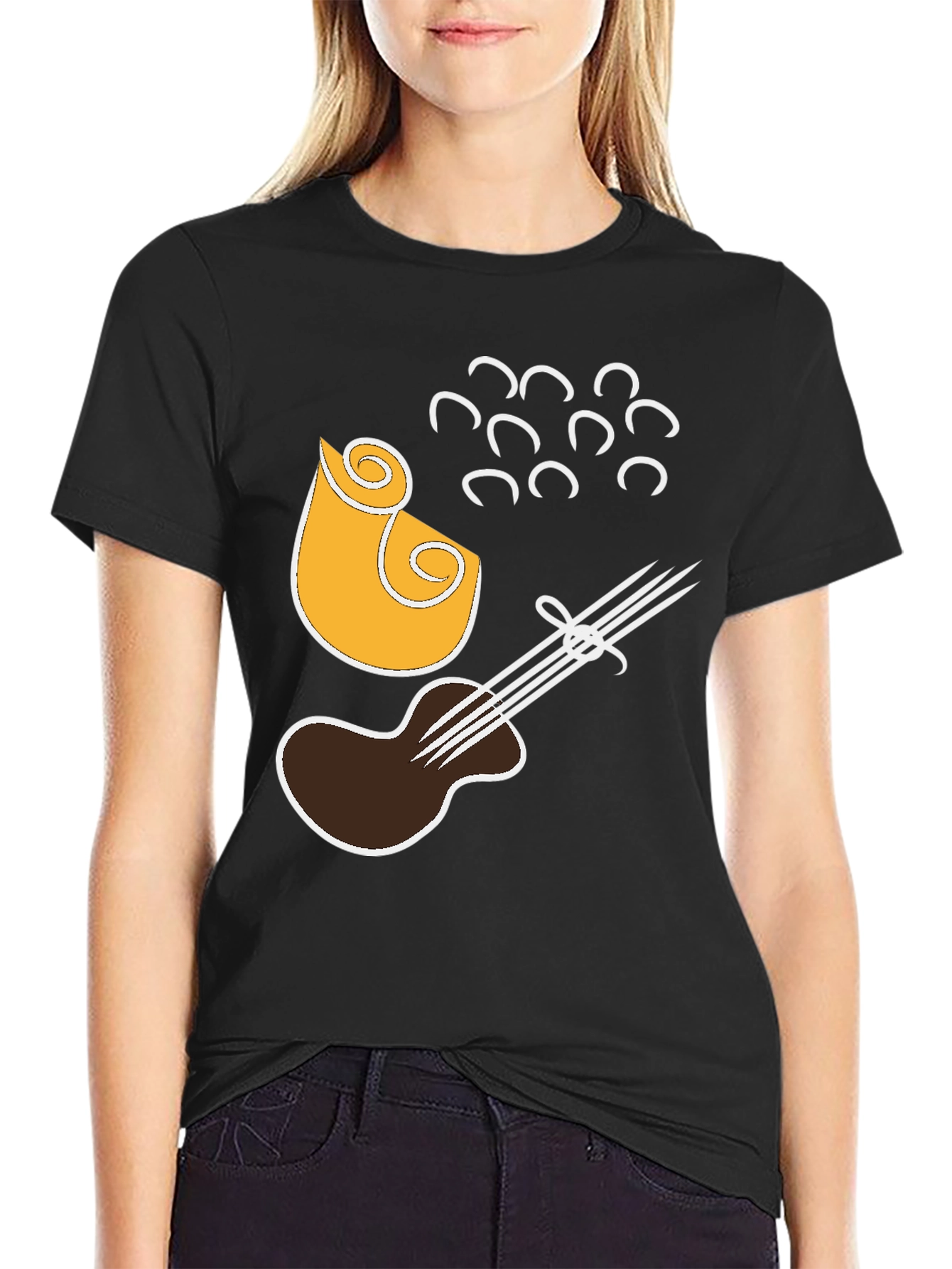 Black Musical T-Shirt - Quirky Graphic Tee view 2