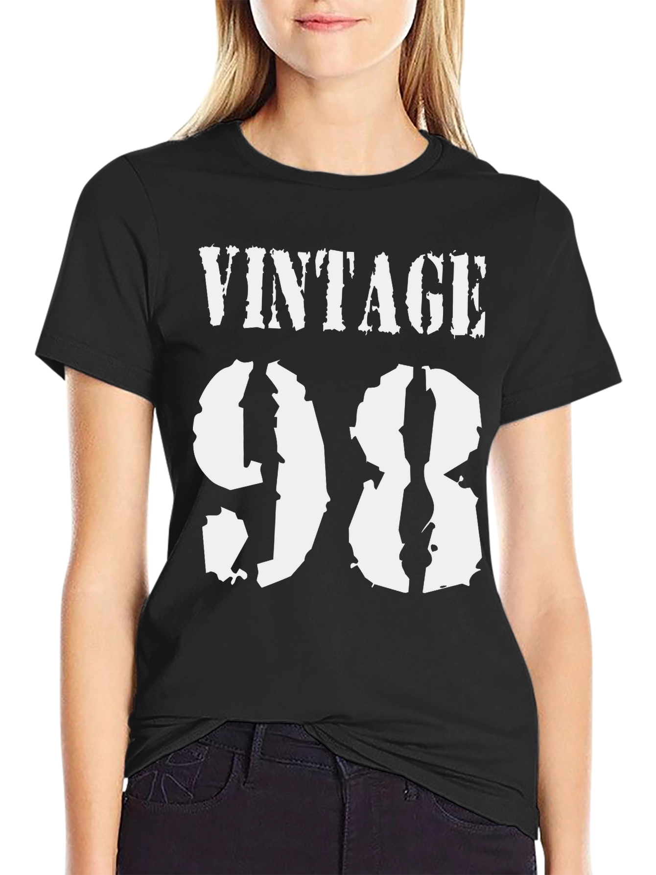 Black Vintage 98 Graphic Tee - Classic Birthday T-Shirt view 2