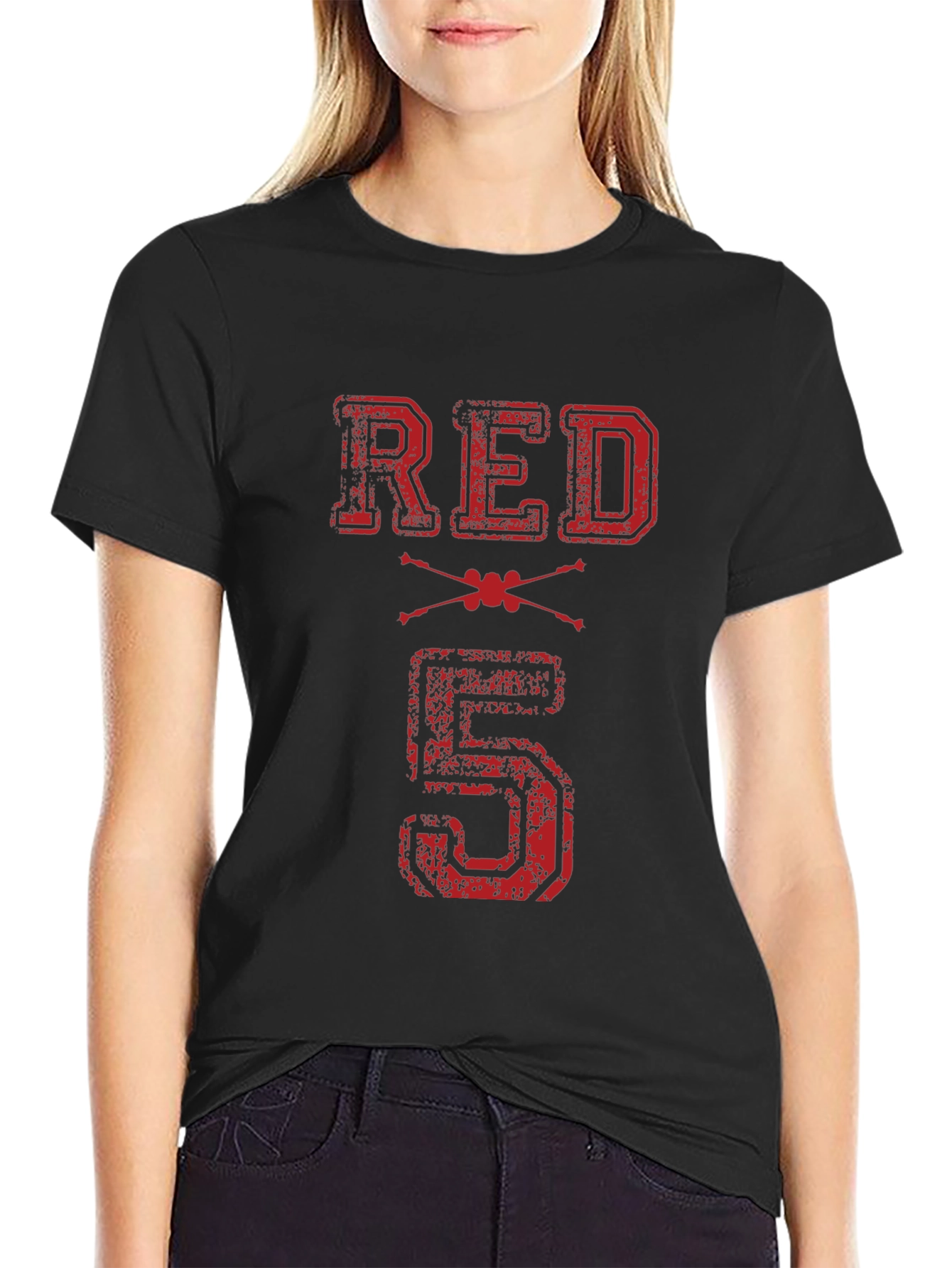 Black Red 5 Graphic T-Shirt - Black Cotton Tee view 2