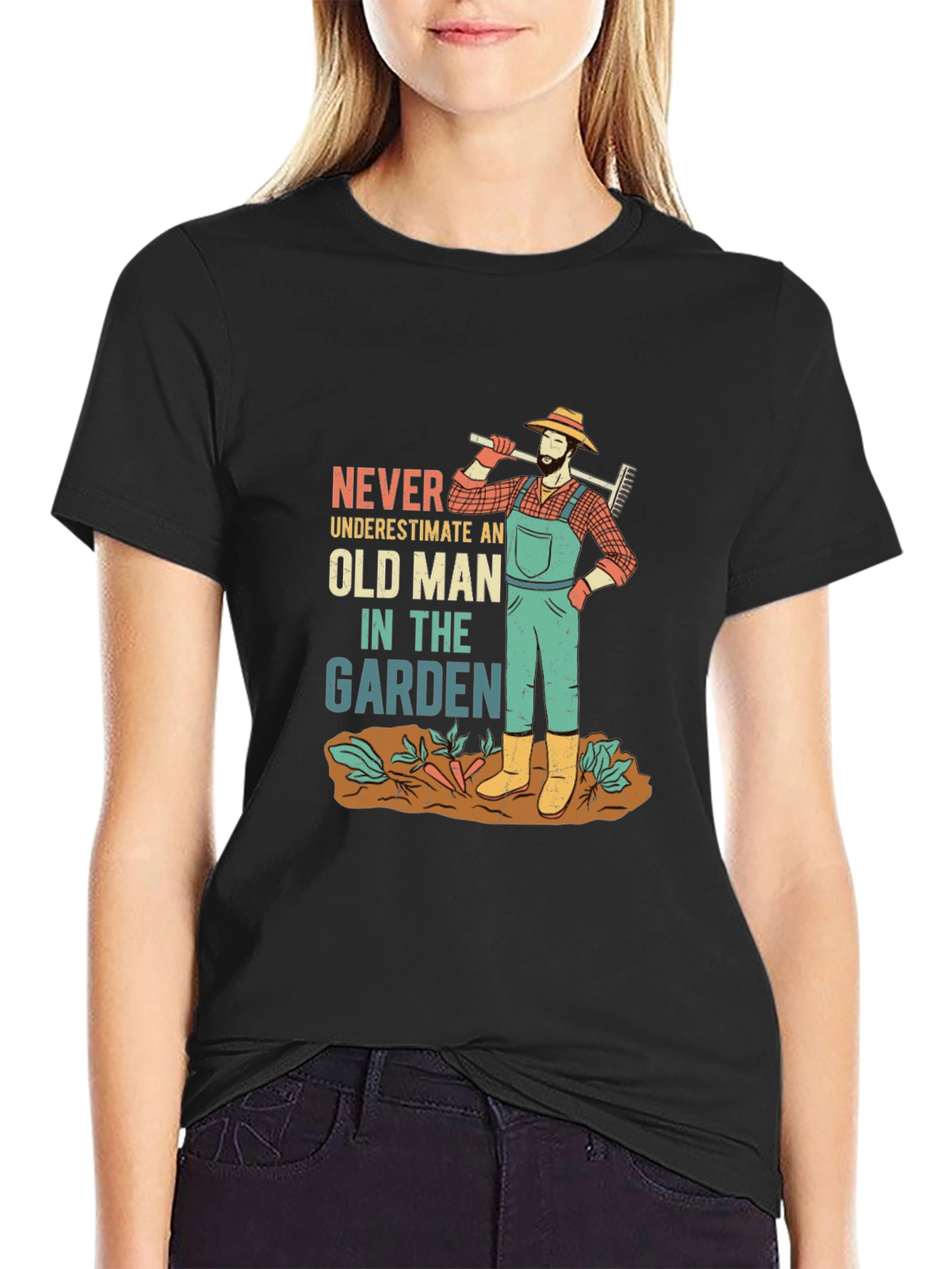 Black Old Man in the Garden Graphic Tee - Gardener Gift view 2