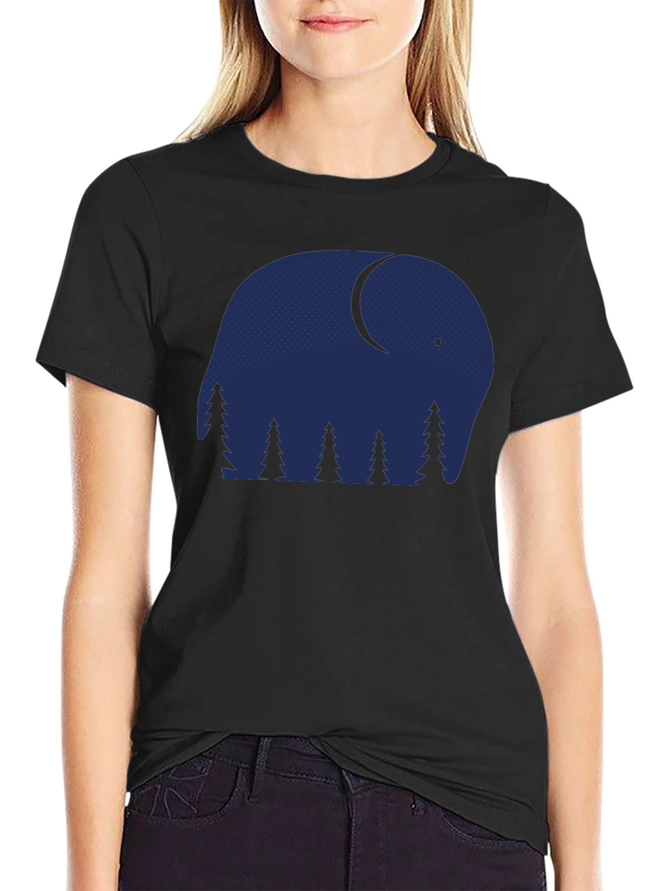 Black Elephant Nightscape Graphic Tee - Stylish & Unique! view 2