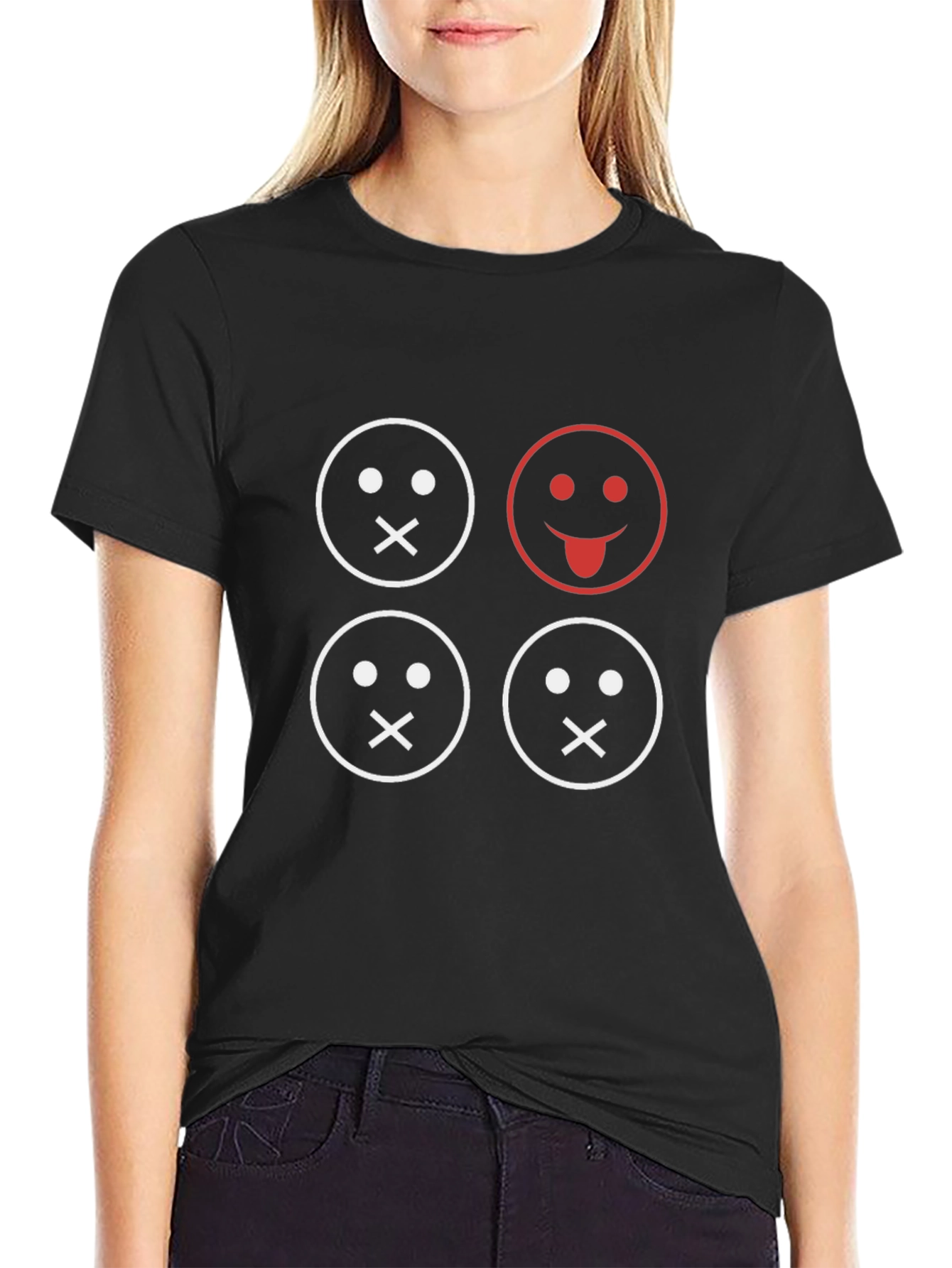 Black Funny Emoji Graphic T-Shirt - Black view 2