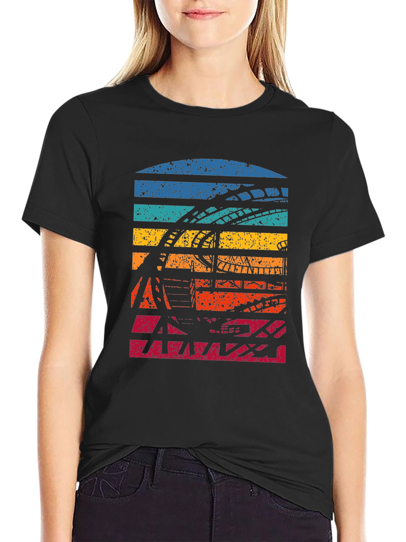 Black Retro Roller Coaster T-Shirt view 2