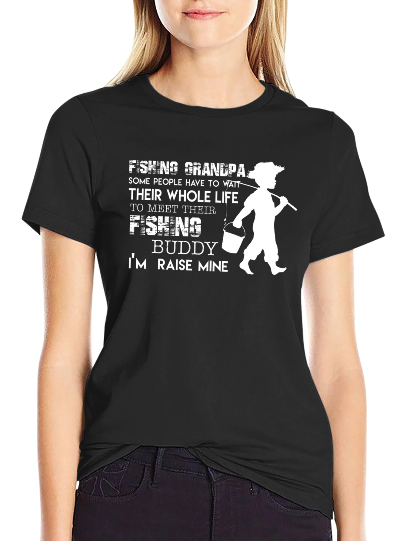 Black Fishing Grandpa T-Shirt - Raise My Buddy! view 2