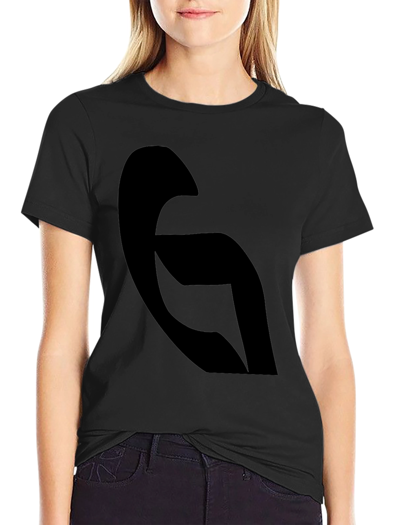 Black Modern Abstract Black Graphic Tee - Casual Style view 2