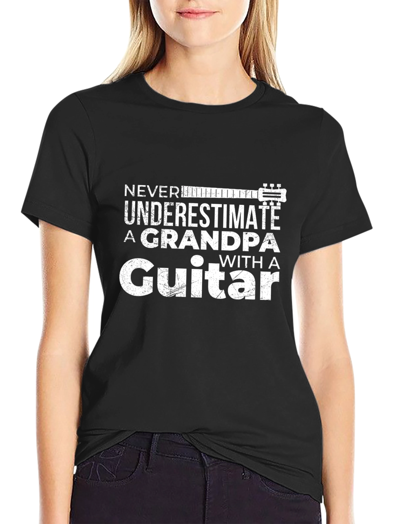 Black Grandpa Guitar T-Shirt - Never Underestimate view 2