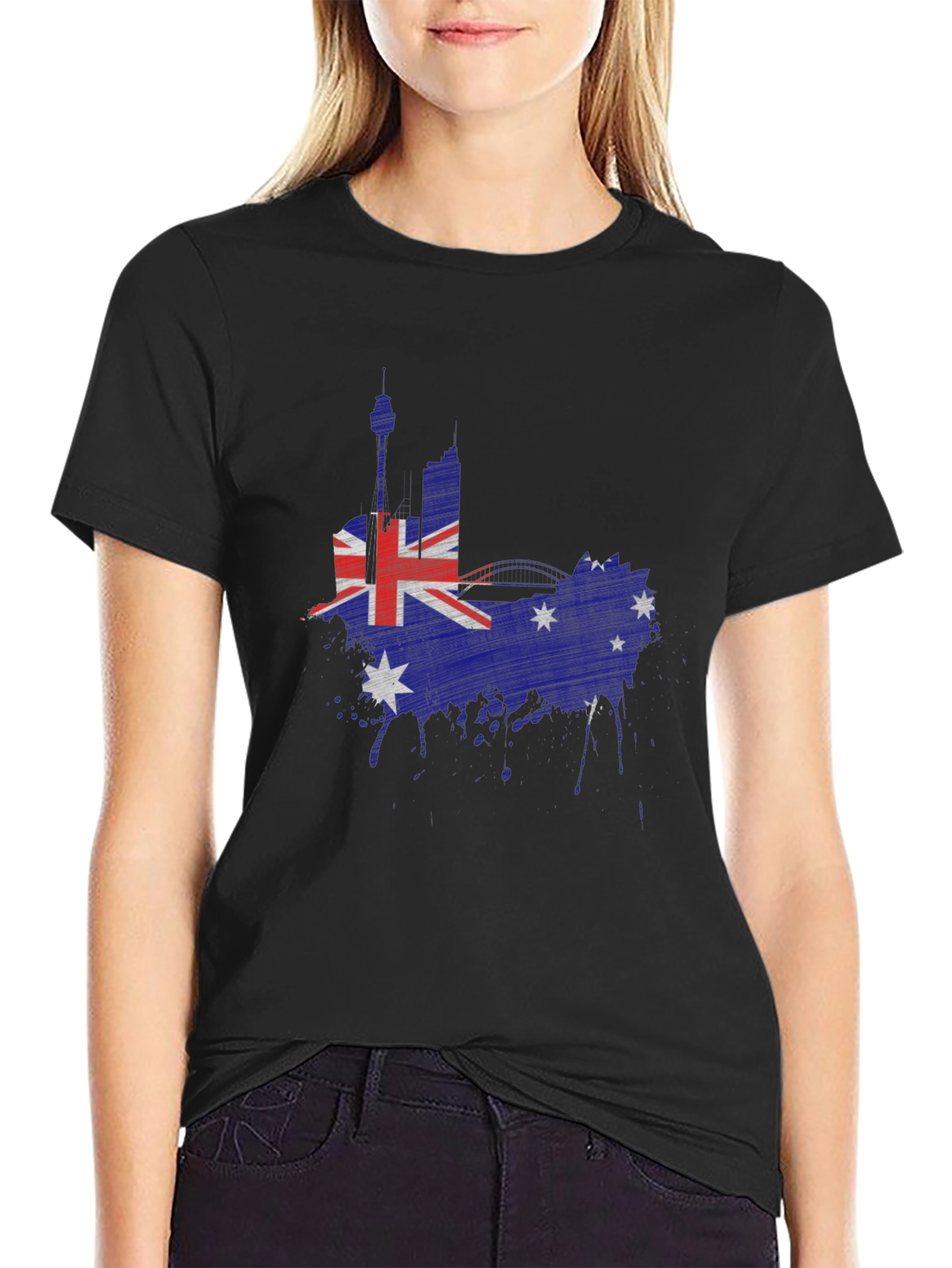 Black Australia Flag Graphic T-Shirt view 2