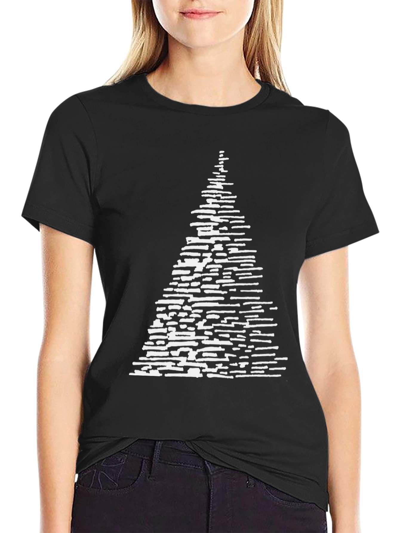 Black Abstract Christmas Tree T-Shirt view 2