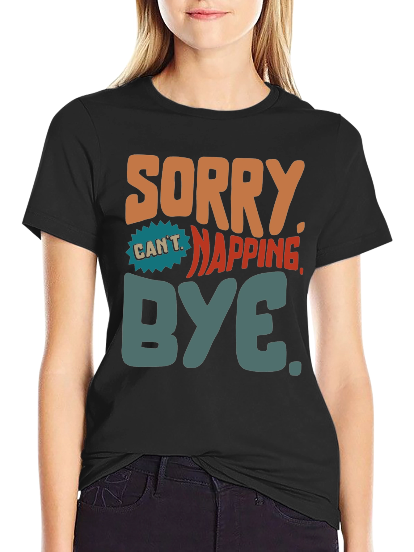 Black Sorry Can't Napping Bye T-Shirt view 2